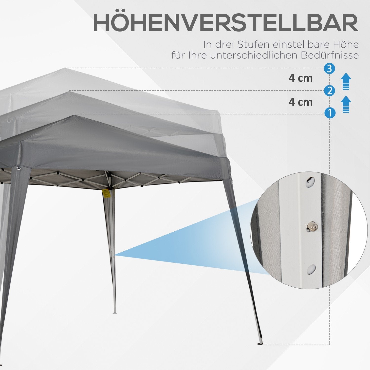 Sammenleggbar Pavilion Pavilion Sammenleggbar telt Festtelt Inkludert bæreveske 2,4X2,4M Stålgrå