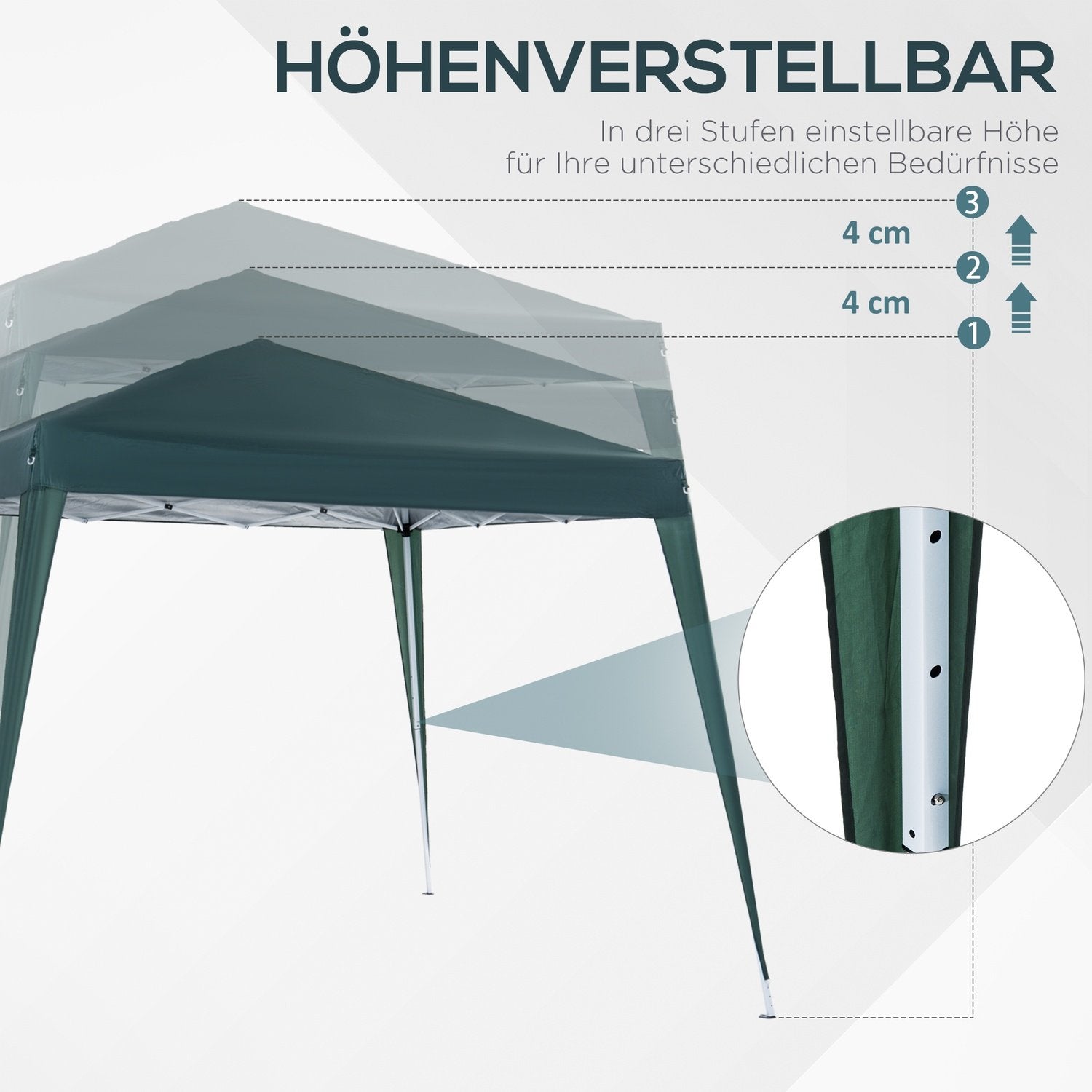 Sammenleggbar Pavilion Pavilion Sammenleggbar telt Partytelt Inkludert bæreveske 2,4X2,4M Stålgrønn