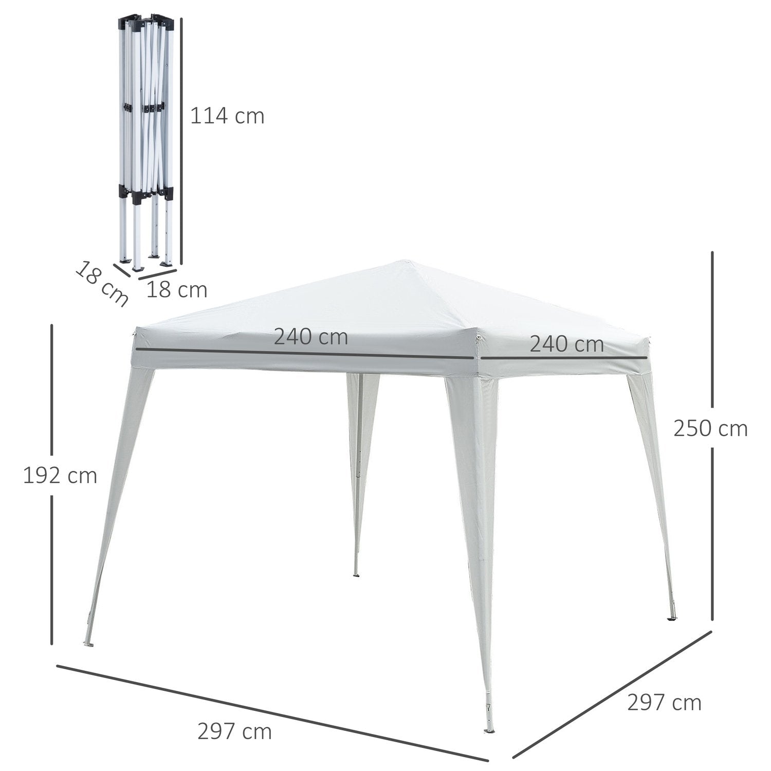 Sammenleggbar Pavilion Pavilion Sammenleggbar Telt Festtelt Inkludert bæreveske 2,4X2,4M Stål Hvit