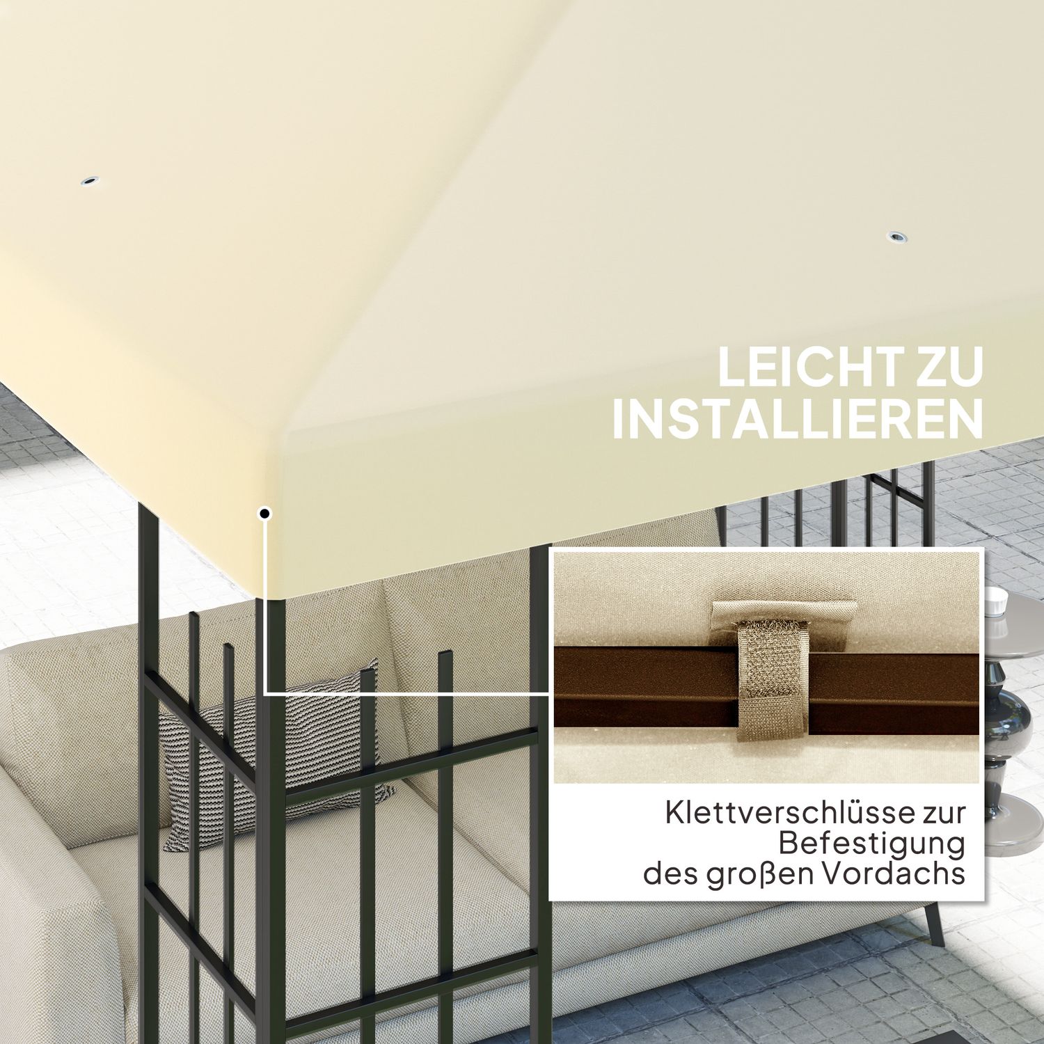 Vattentät Gazebo Takbyte, 3x3m, Creme White