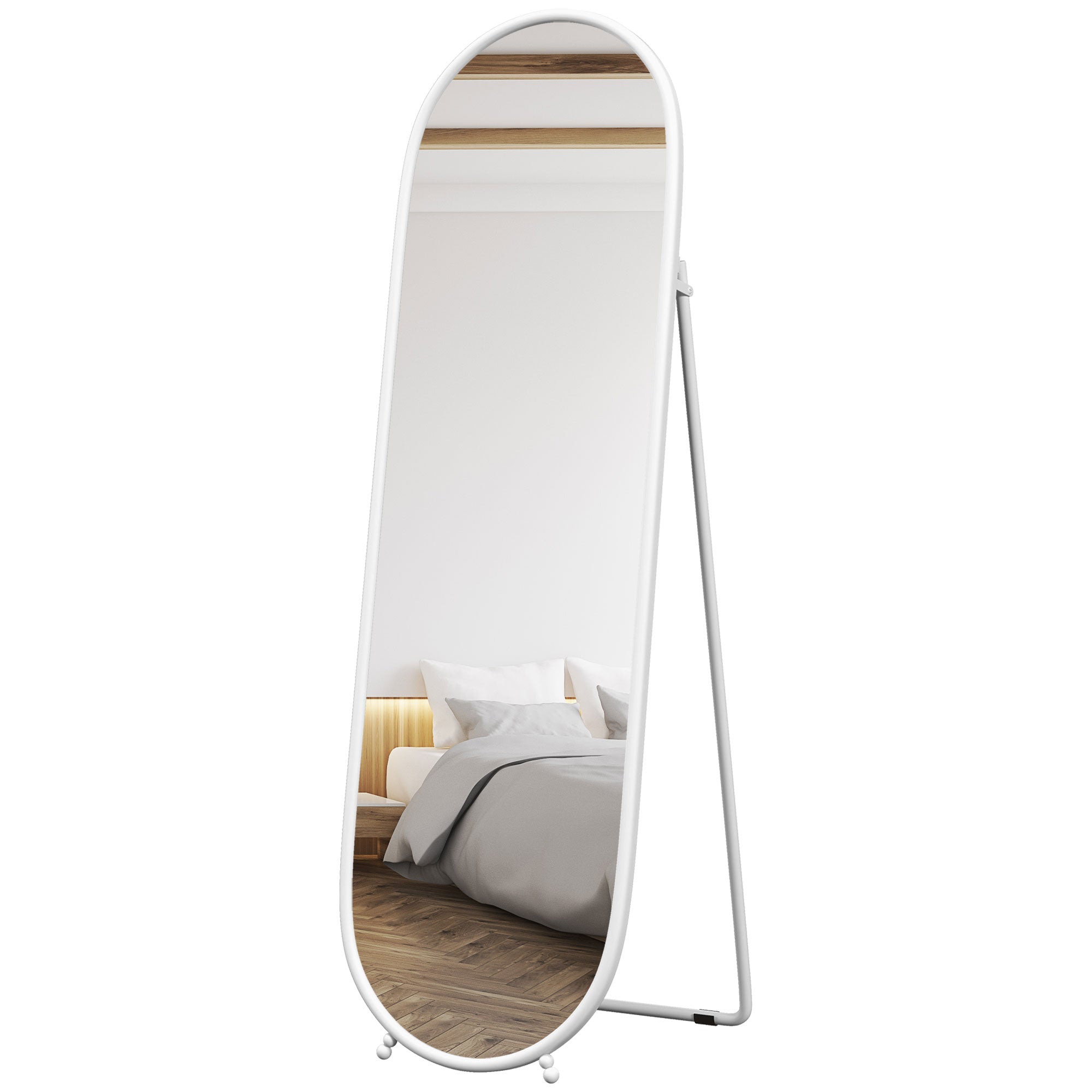 Oval hellängdsspegel – 160x40 cm Väggspegel med stativ