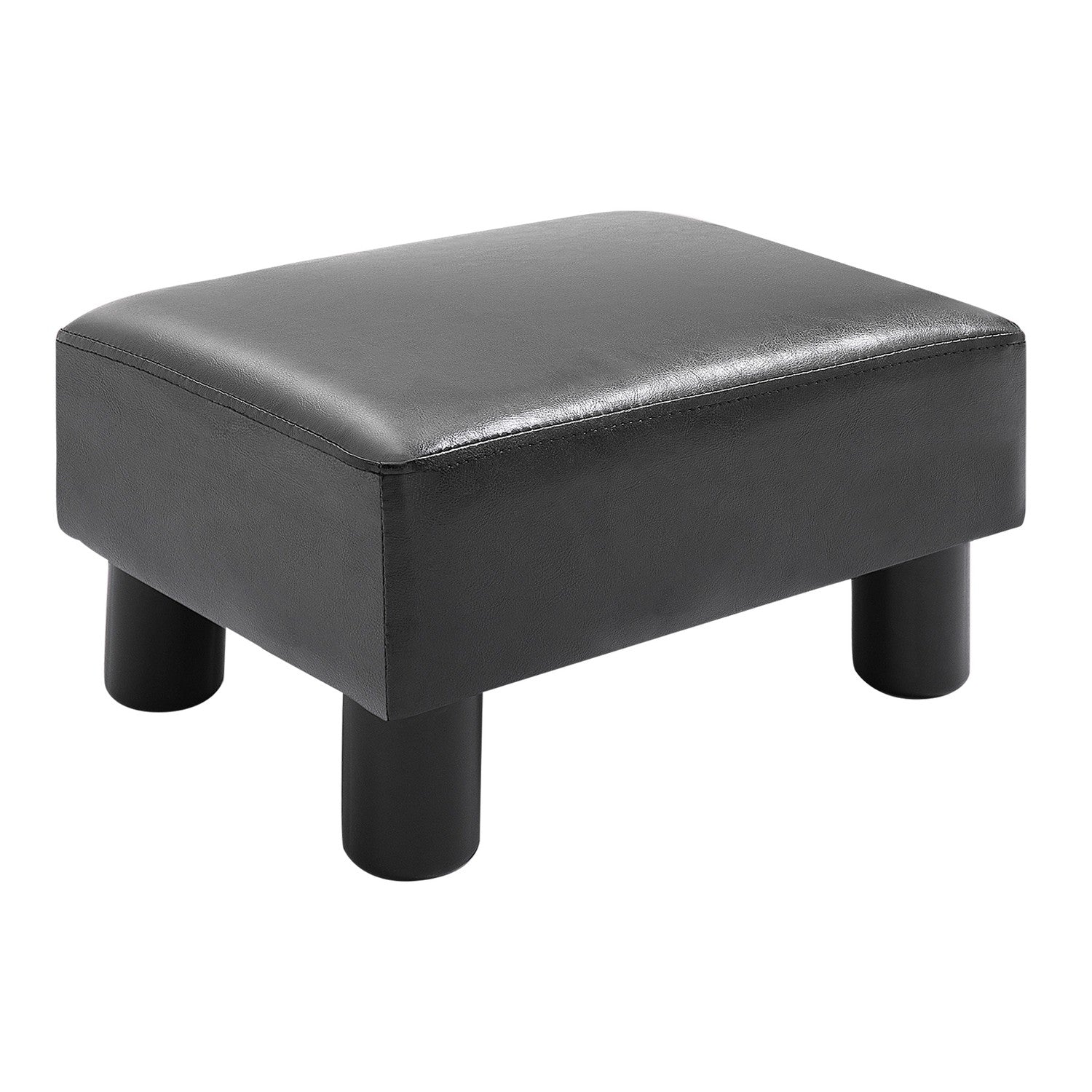 Svart Chesterfield-pall i konstläder – 40x30x24cm