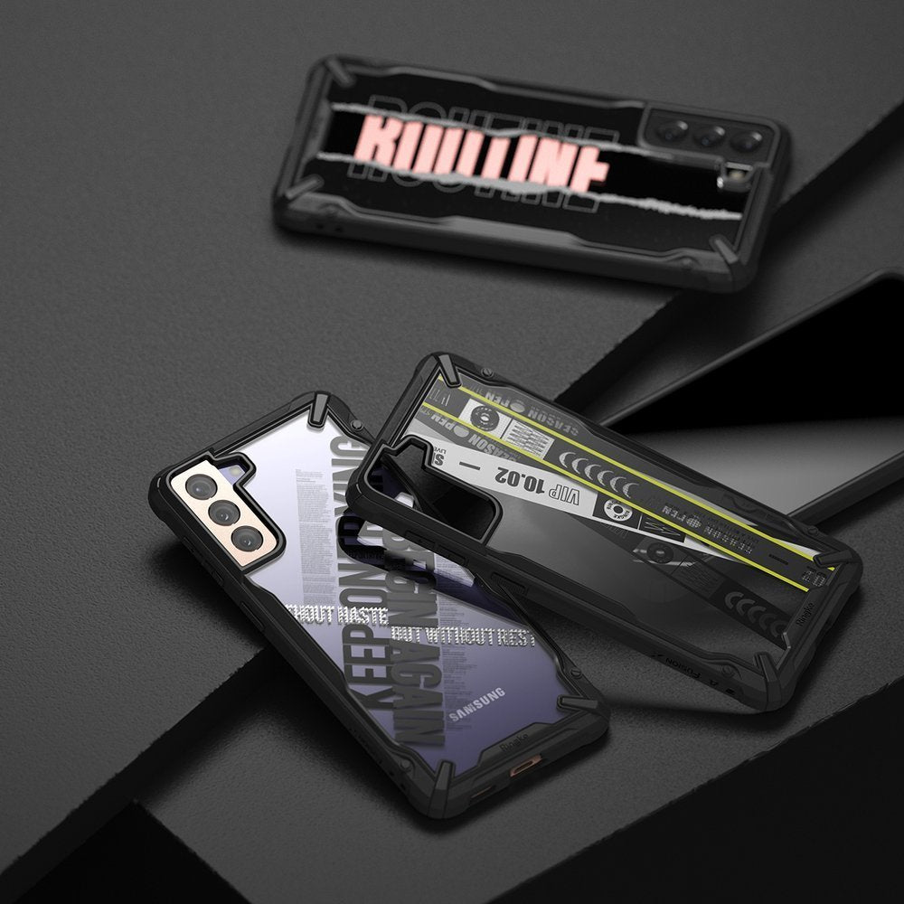 Pansarfodral med ram för Galaxy S21+ 5G Fusion X Design Routine svart