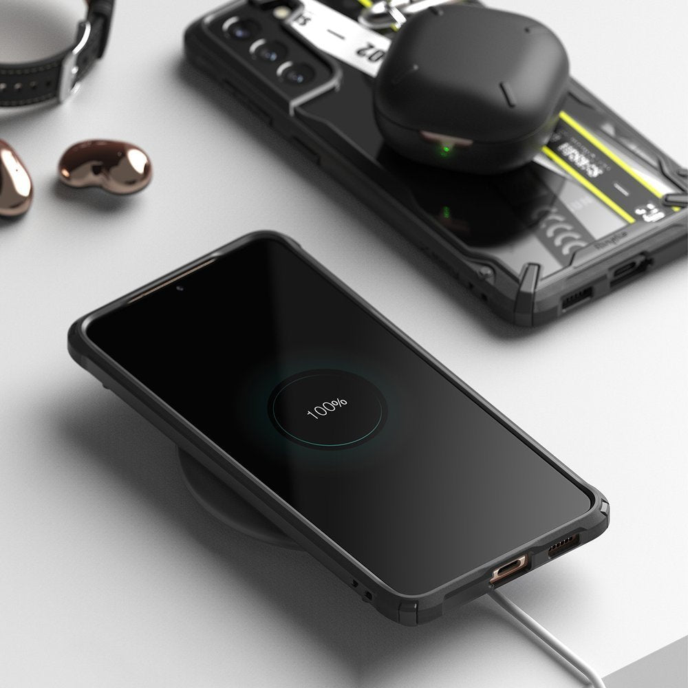 Pansarfodral med ram för Galaxy S21+ 5G Fusion X Design Routine svart