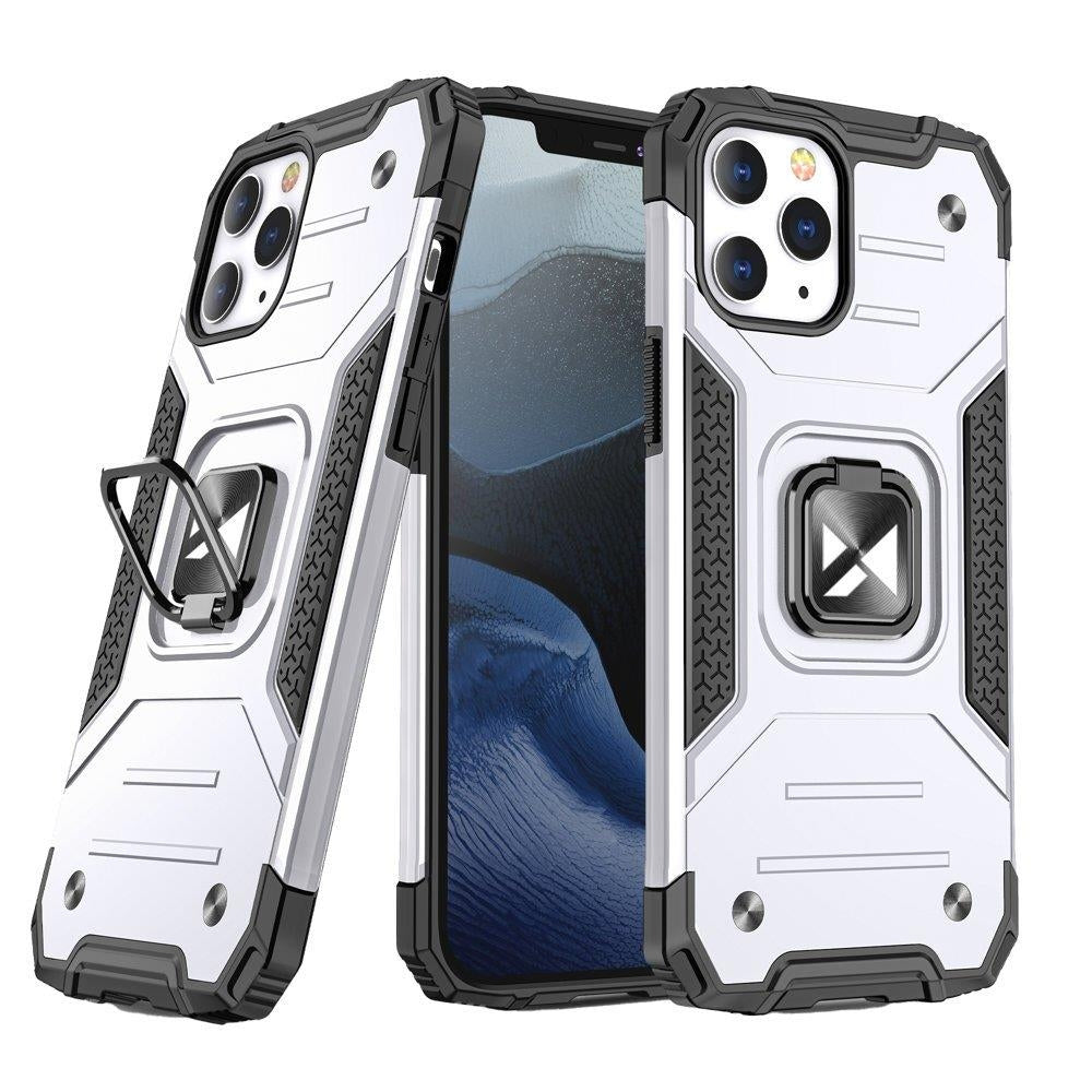 Pansarfodral med skal + magnethållare för iPhone 13 Ring Armor, silver