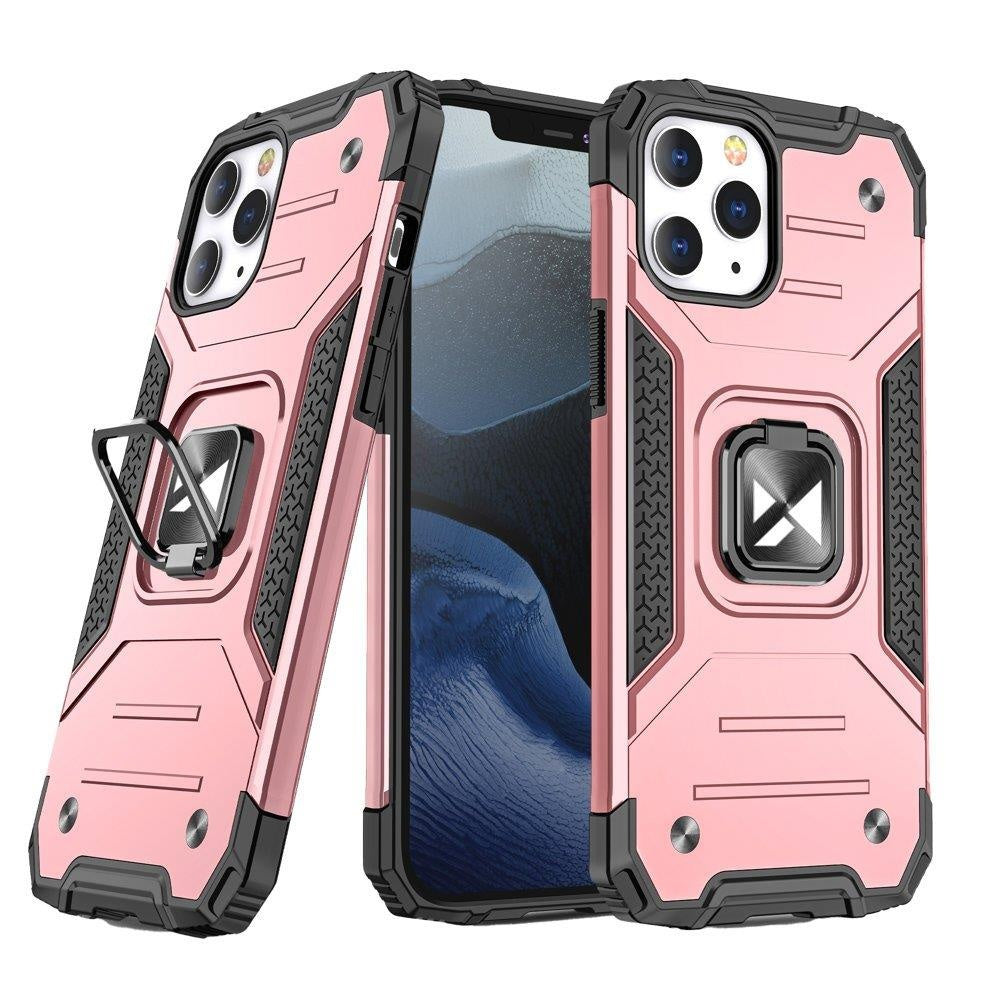 Pansarfodral skal + magnethållare iPhone 13 Ring Armor rosa