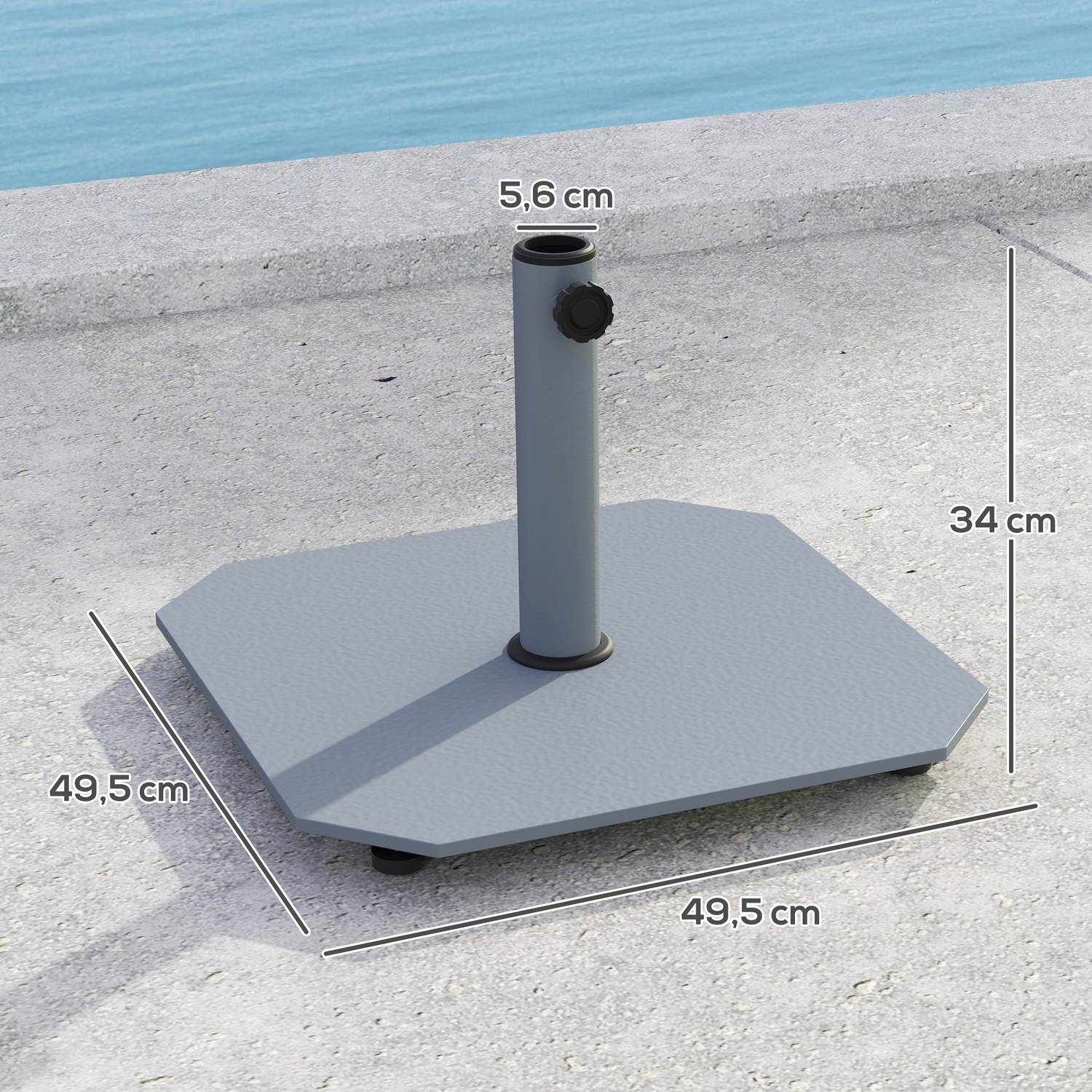 Paraplybas i metall, 18,5 kg, passar 32/38/48 mm stolpar