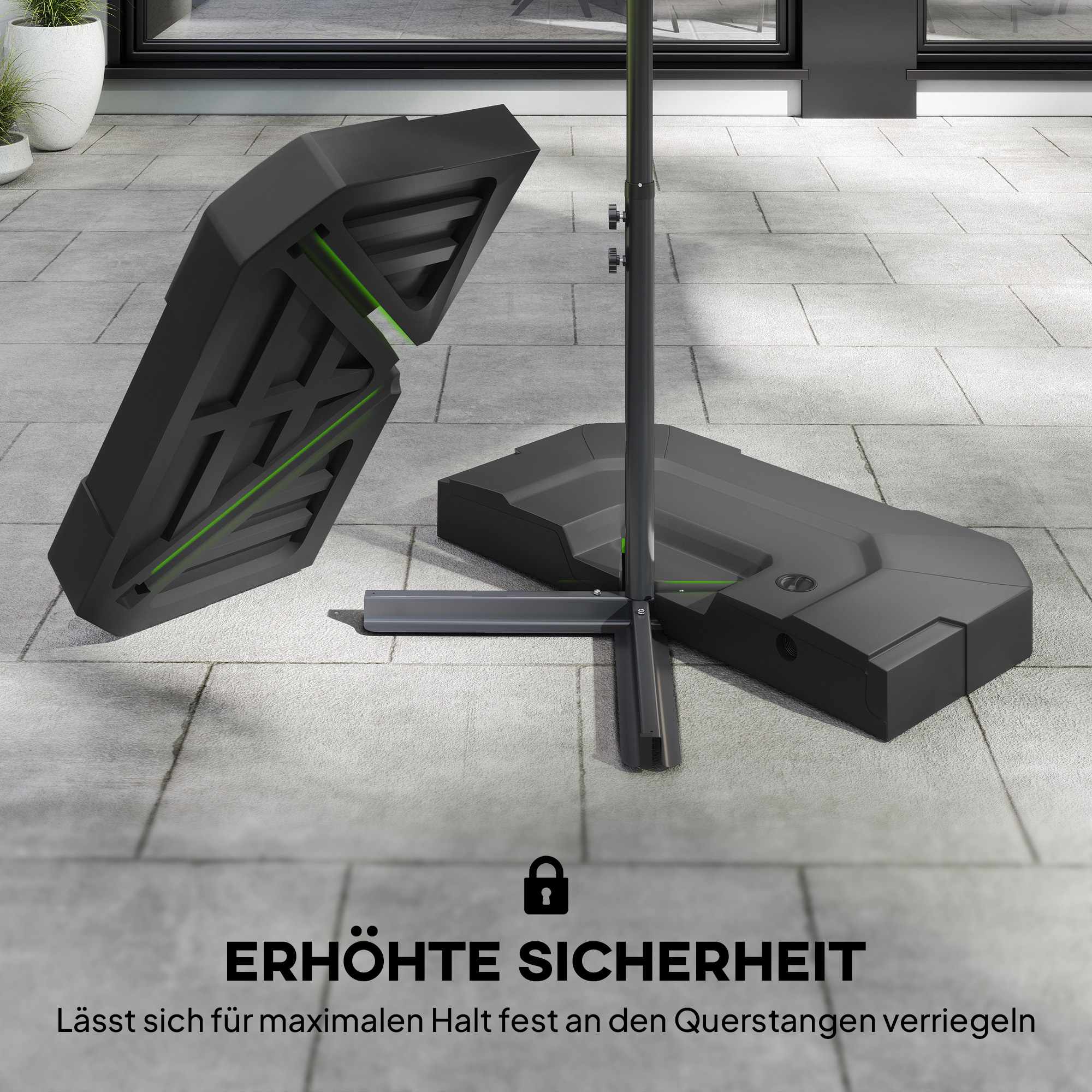Paraplyfotvikter, 2-delade, HDPE, 80-105 kg kapacitet