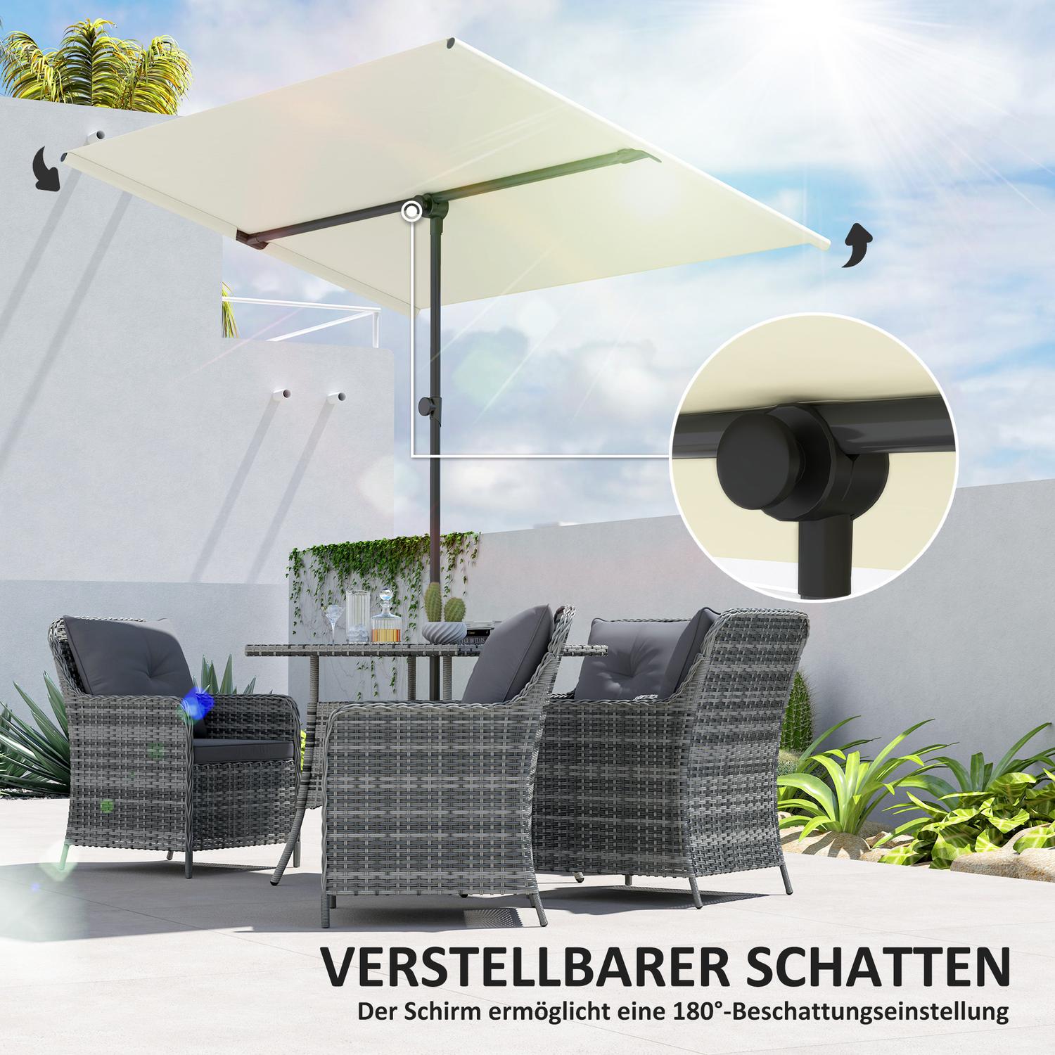 Beige Vridbart Parasoll, 180° Solskydd, 150x205 cm