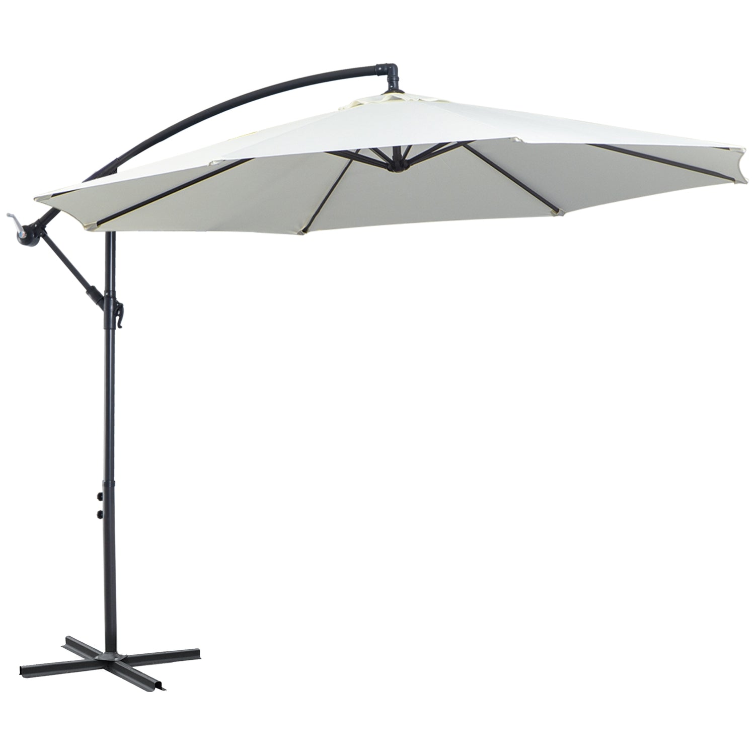 Cantilever Parasoll, Vevlyft, Stålram, Cream Ø3x2,5M