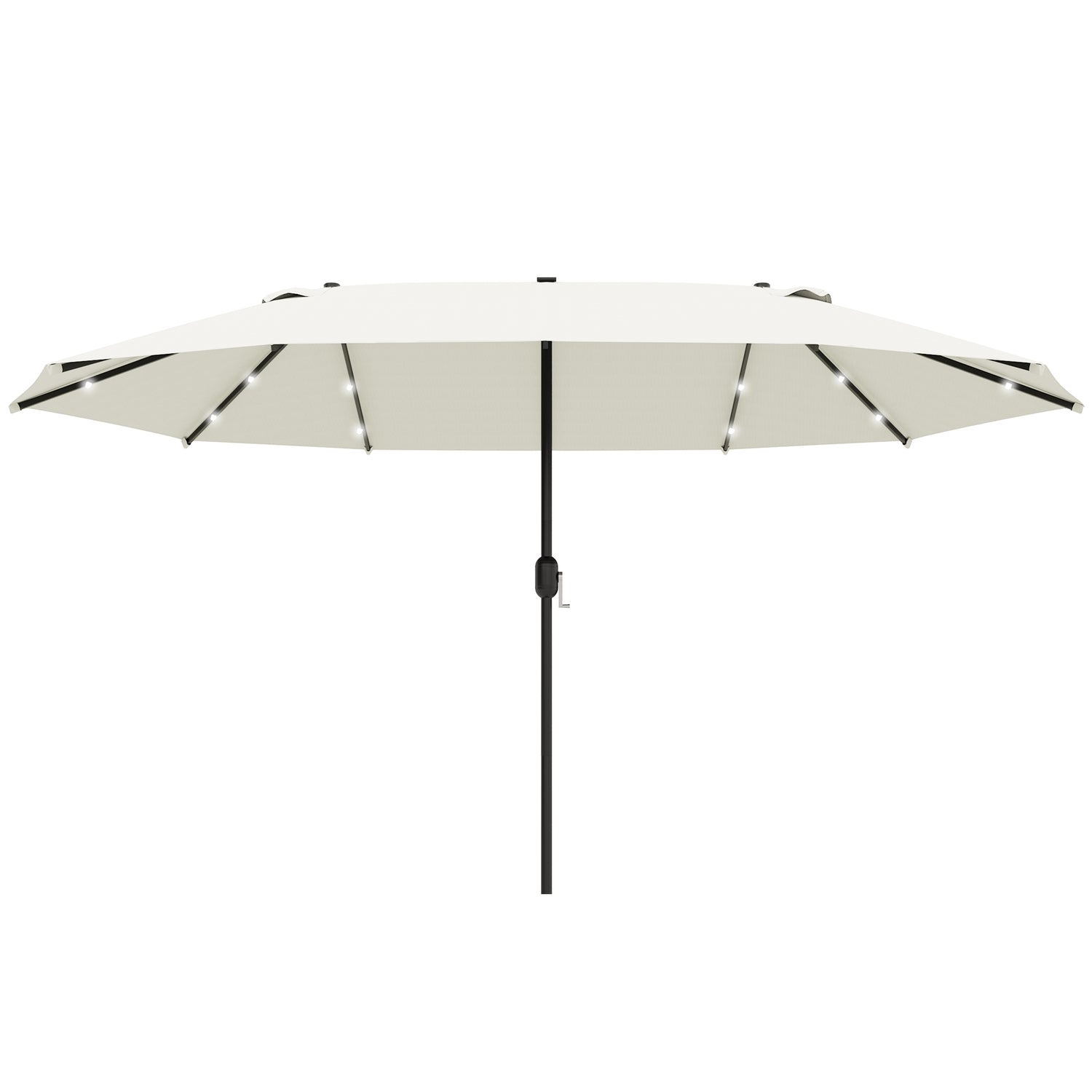 Stort ovalt trädgårdsparasoll – 440x260cm, LED, Krämvit
