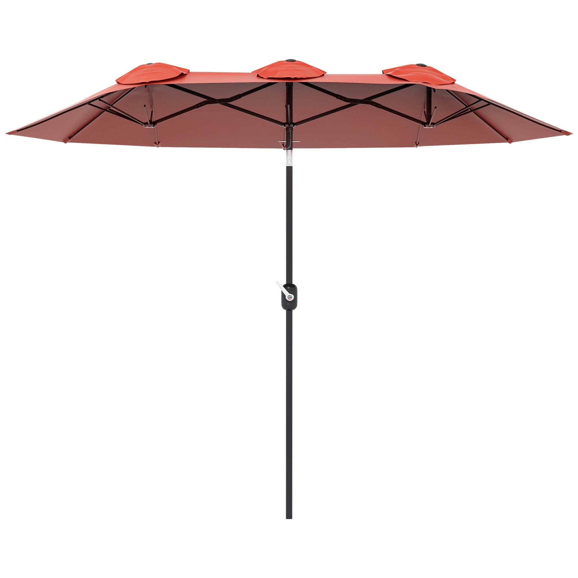 Parasoll, justerbar, röd, 295 x 152 cm, polyester