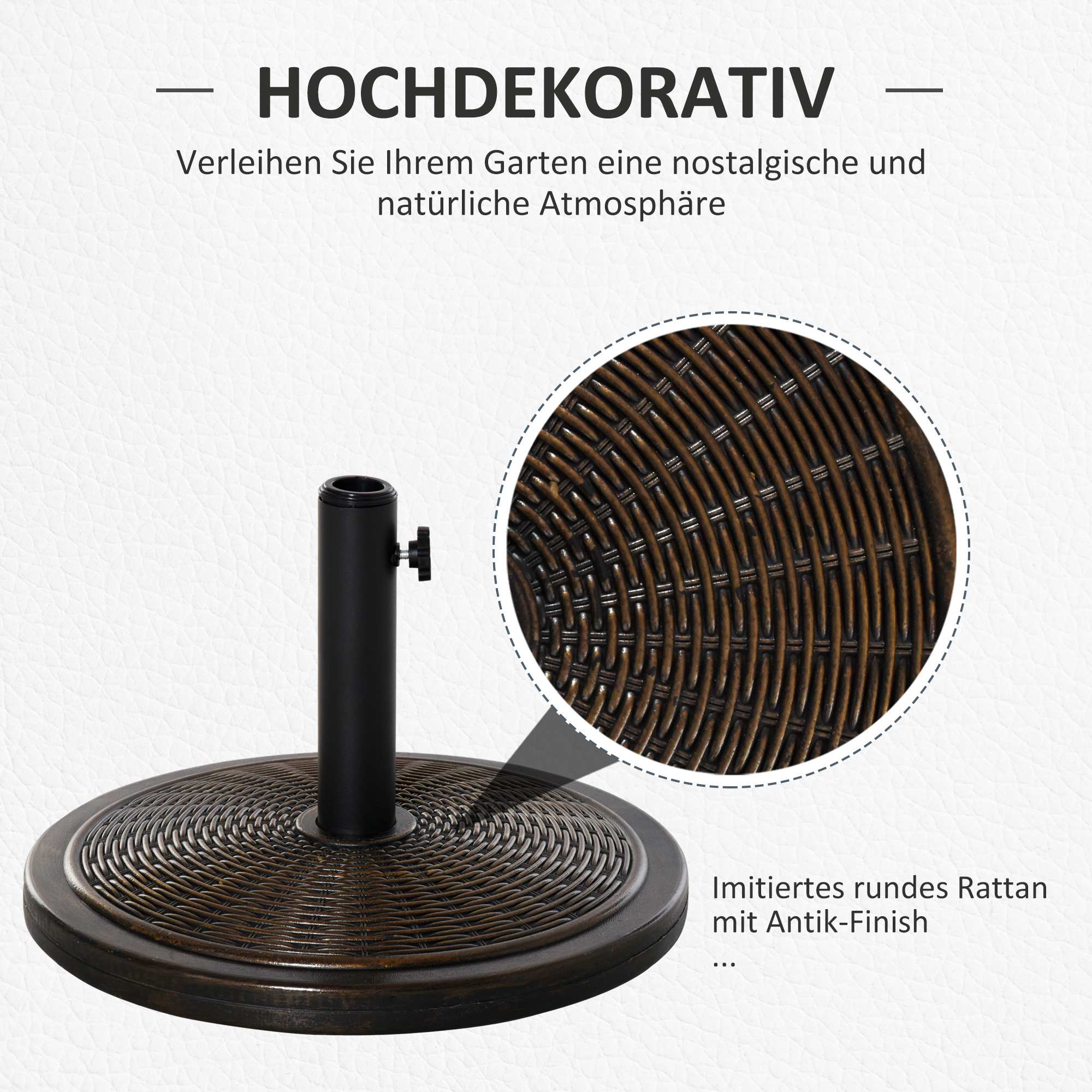 Parasollställ för uteplats, brons, passar 35-48 mm stänger