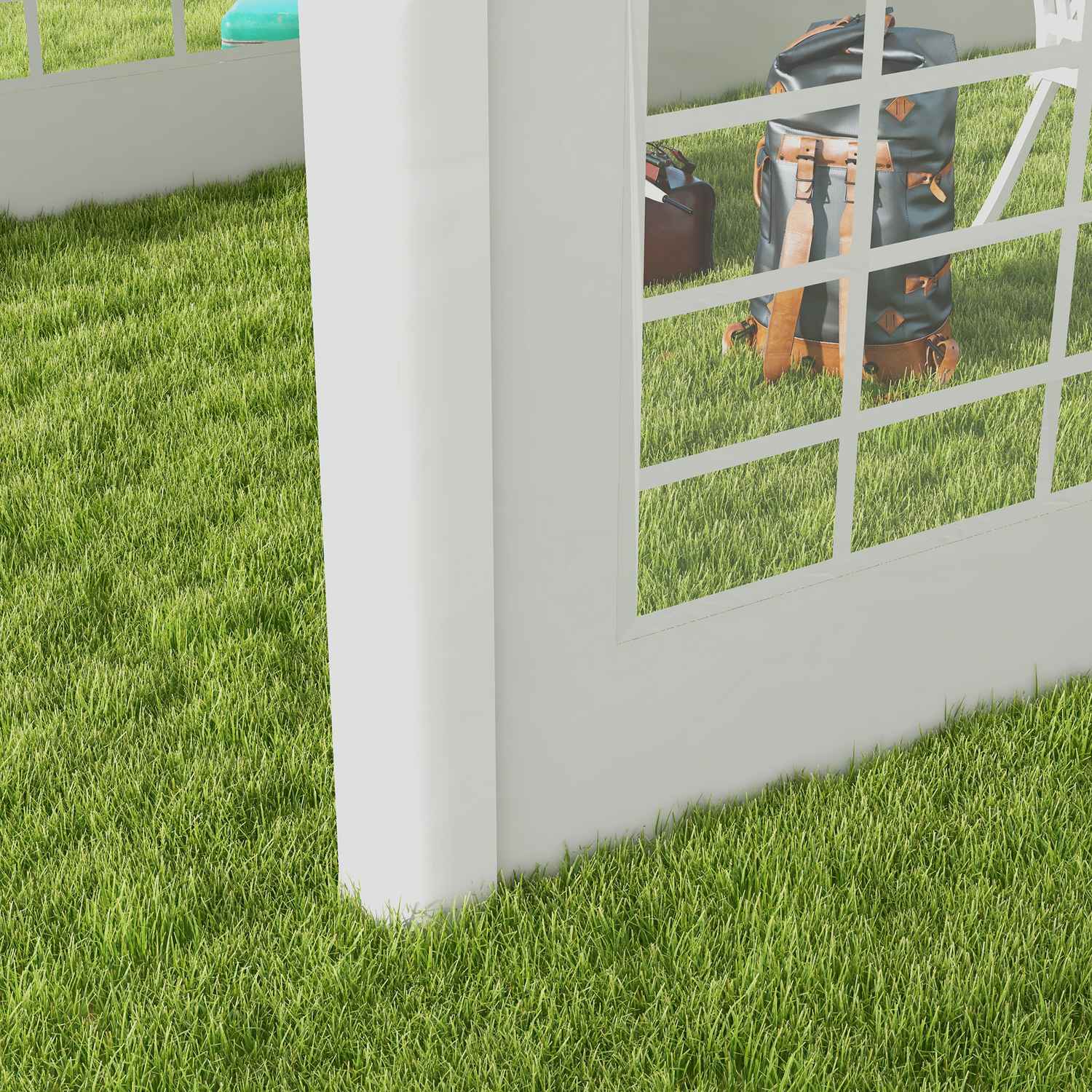 Paviljongsidopanel med fönster, 6x2m Vattentät Vit