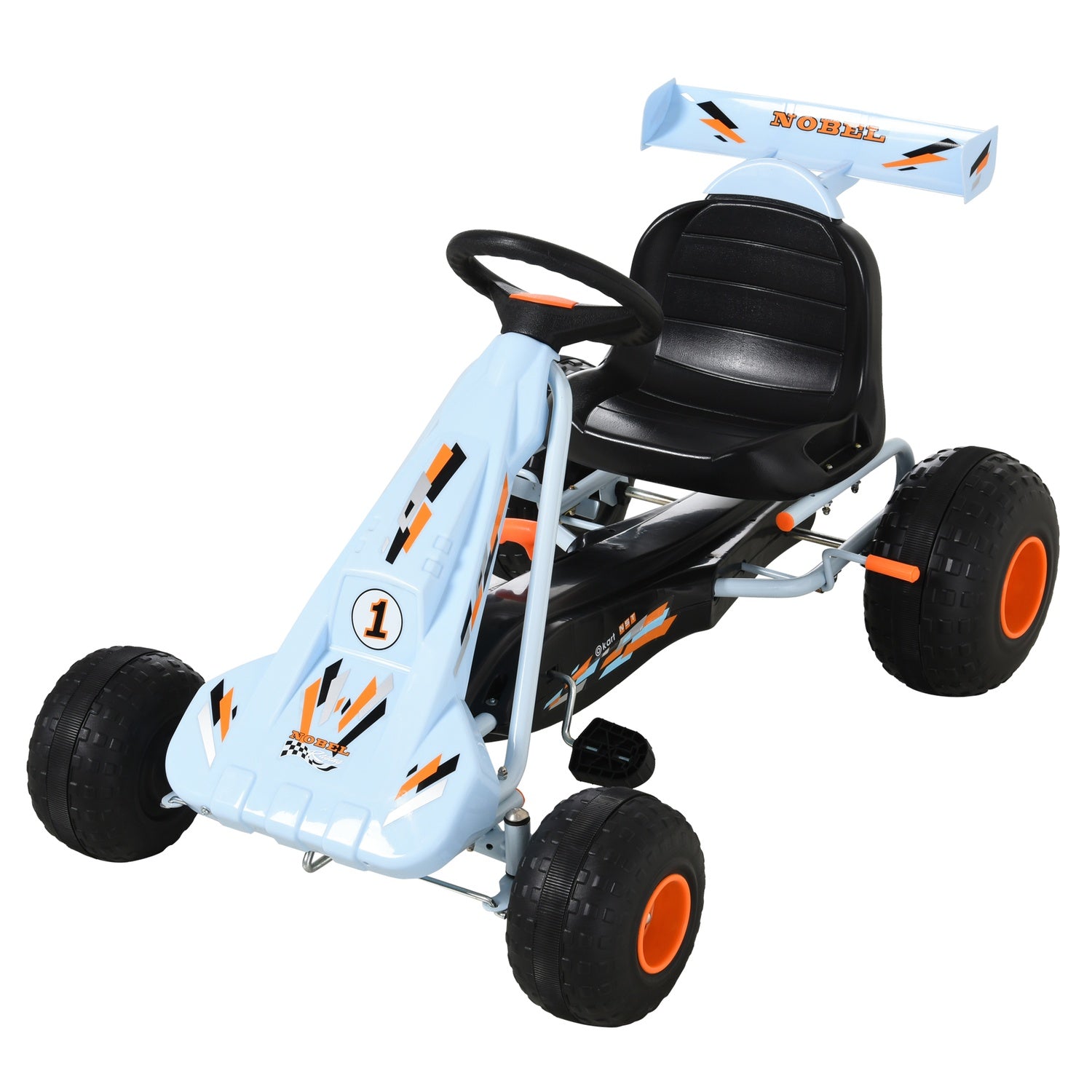 Ljusblå stålpedal Go-Kart med justerbar sits