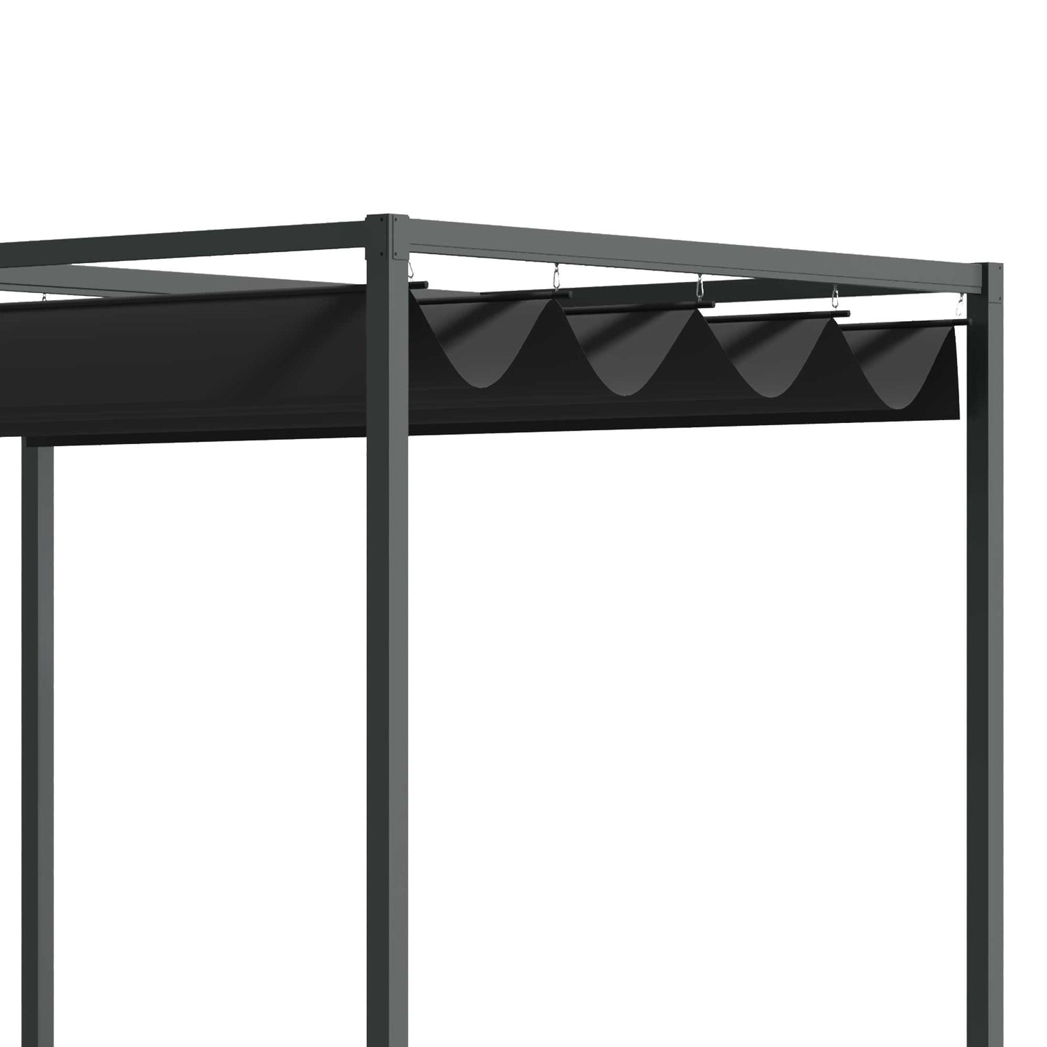 Pergola Gazebo med justerbar kapell, svart & grå polyester