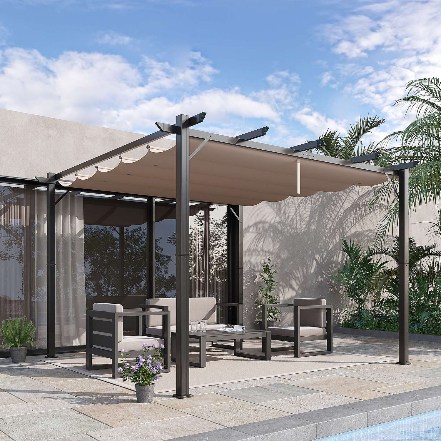 Pergola Pavilion altantak, skjuttak, aluminium