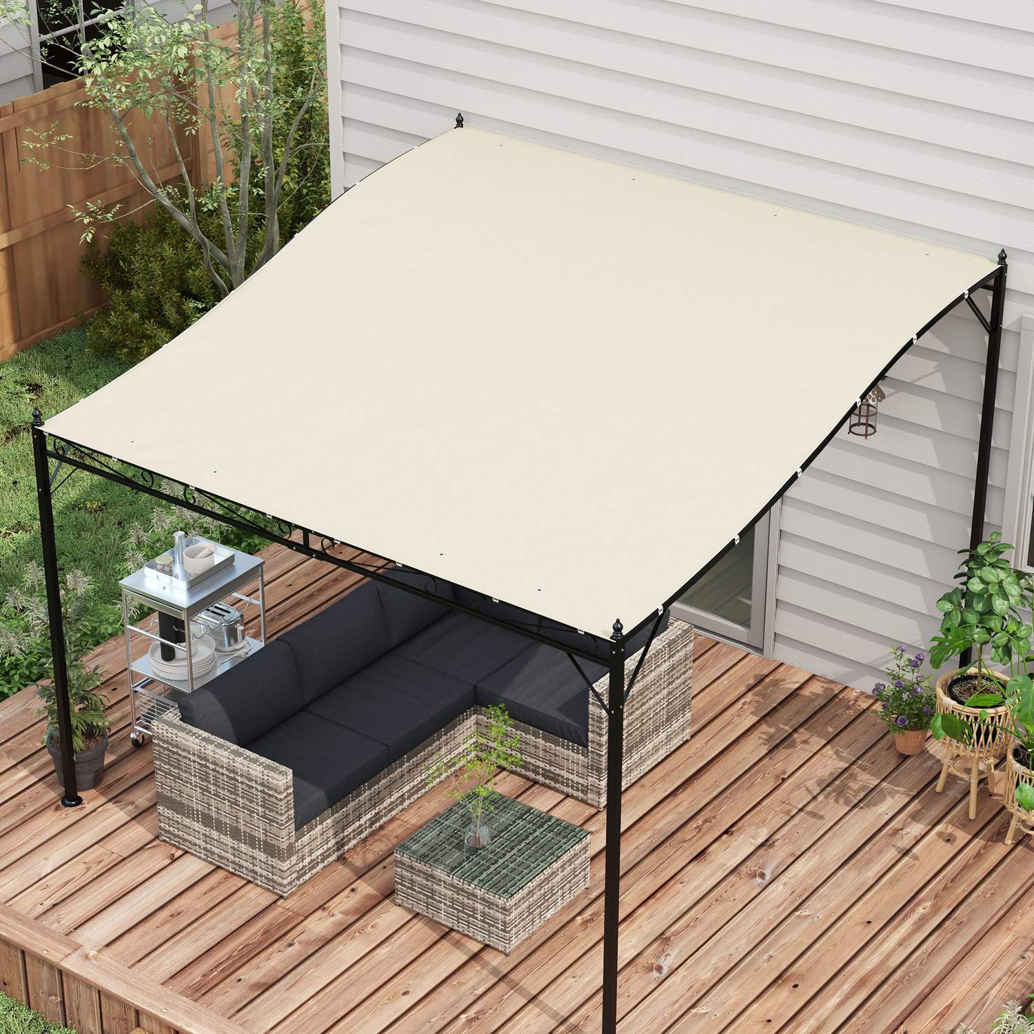 Pergola Takkapell 297x243cm, UV-skydd, Beige