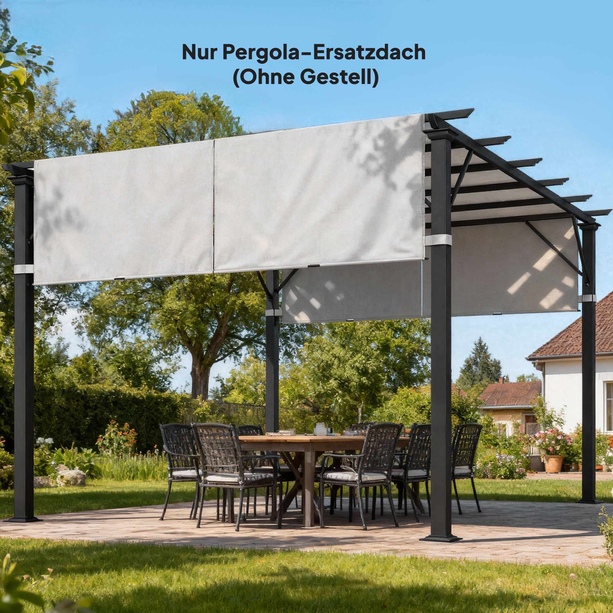 Pergola-ersättningstak, UV-skydd, 3x3m, ljusgrå