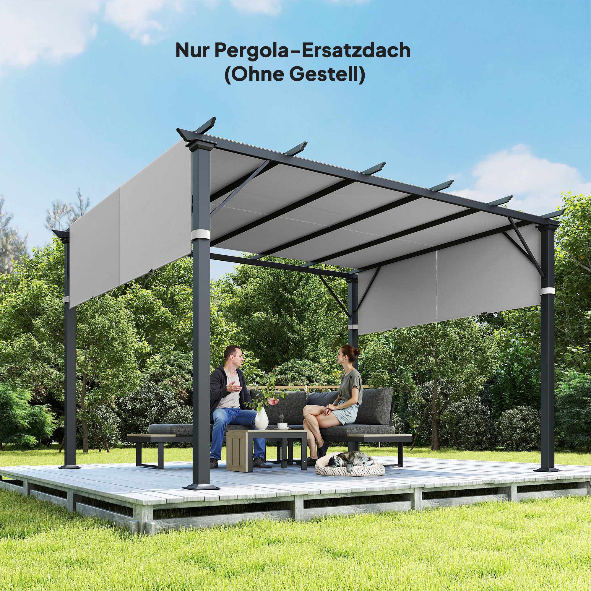 Pergola-ersättningstak, UV-skydd, 3x3m, ljusgrå
