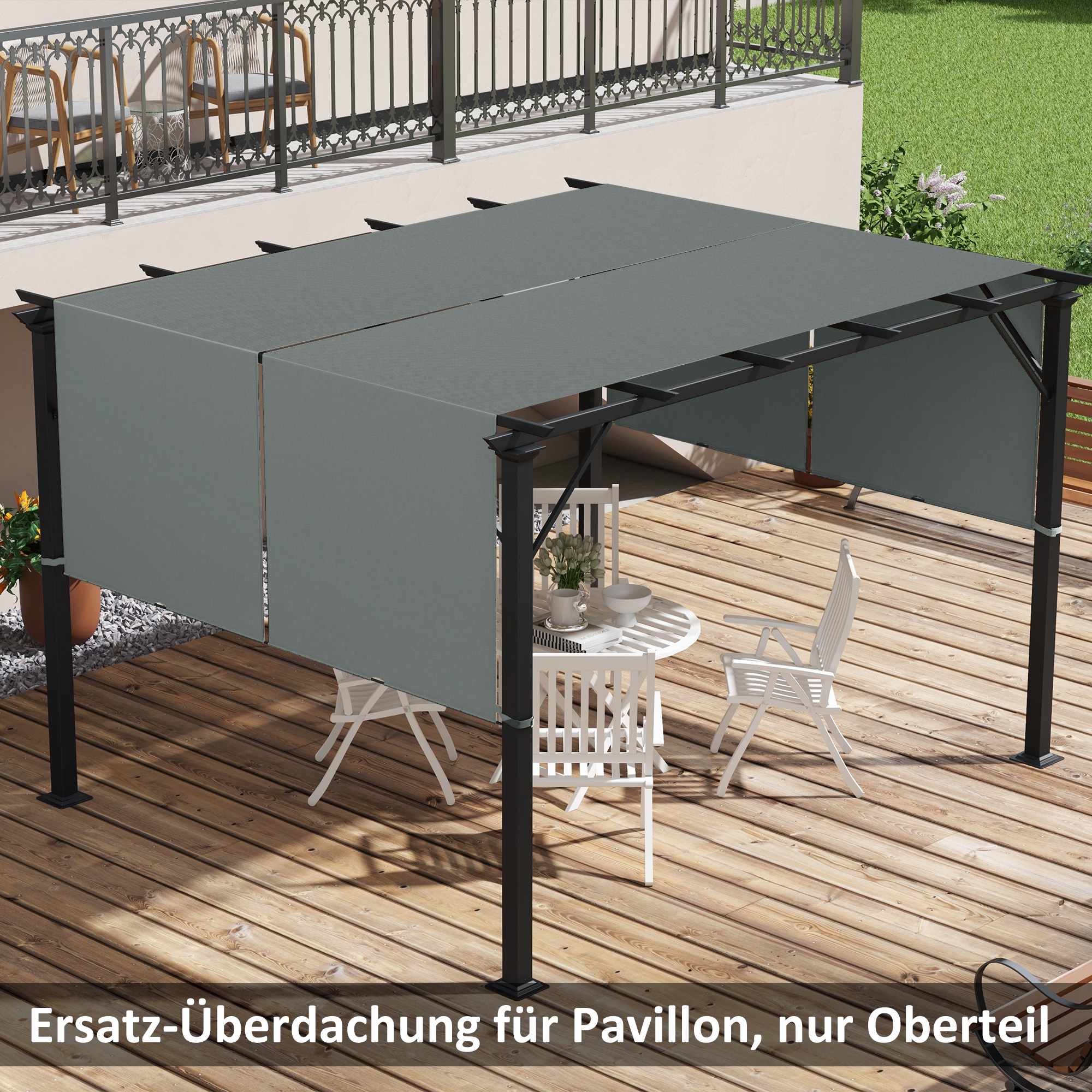 Pergola-ersättningstak, UV-skydd, 3x3m, mörkgrå
