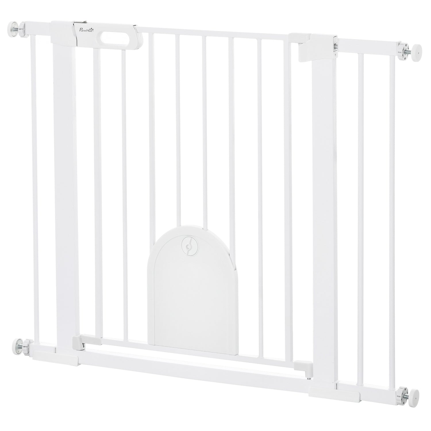 Pet Gate, Justerbar med liten dörr, Stål & Plast, Vit