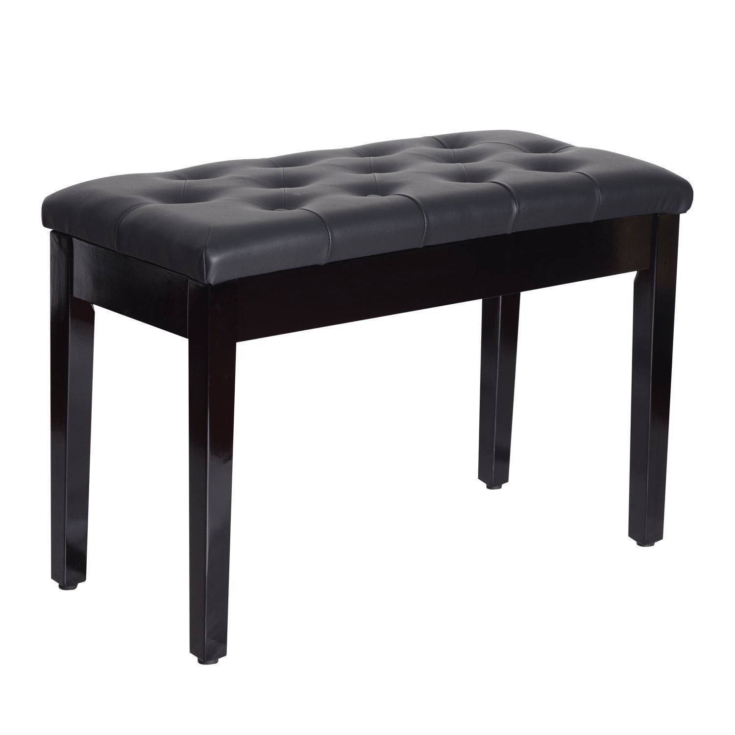 Svart Pianobänk i konstläder med förvaring, 76x36x50 cm