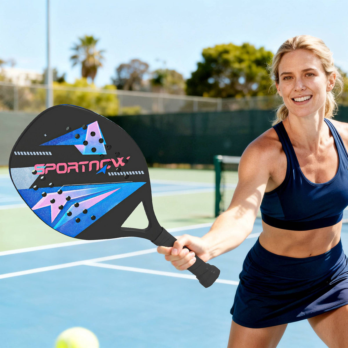Pickleball-paddelsett i karbonfiber med sklisikkert grep, veske inkludert