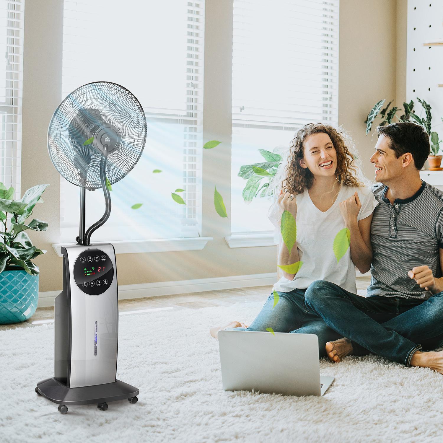 Piedestal Mist Fan 90W, 3 luftlägen, fjärrkontroll, svart