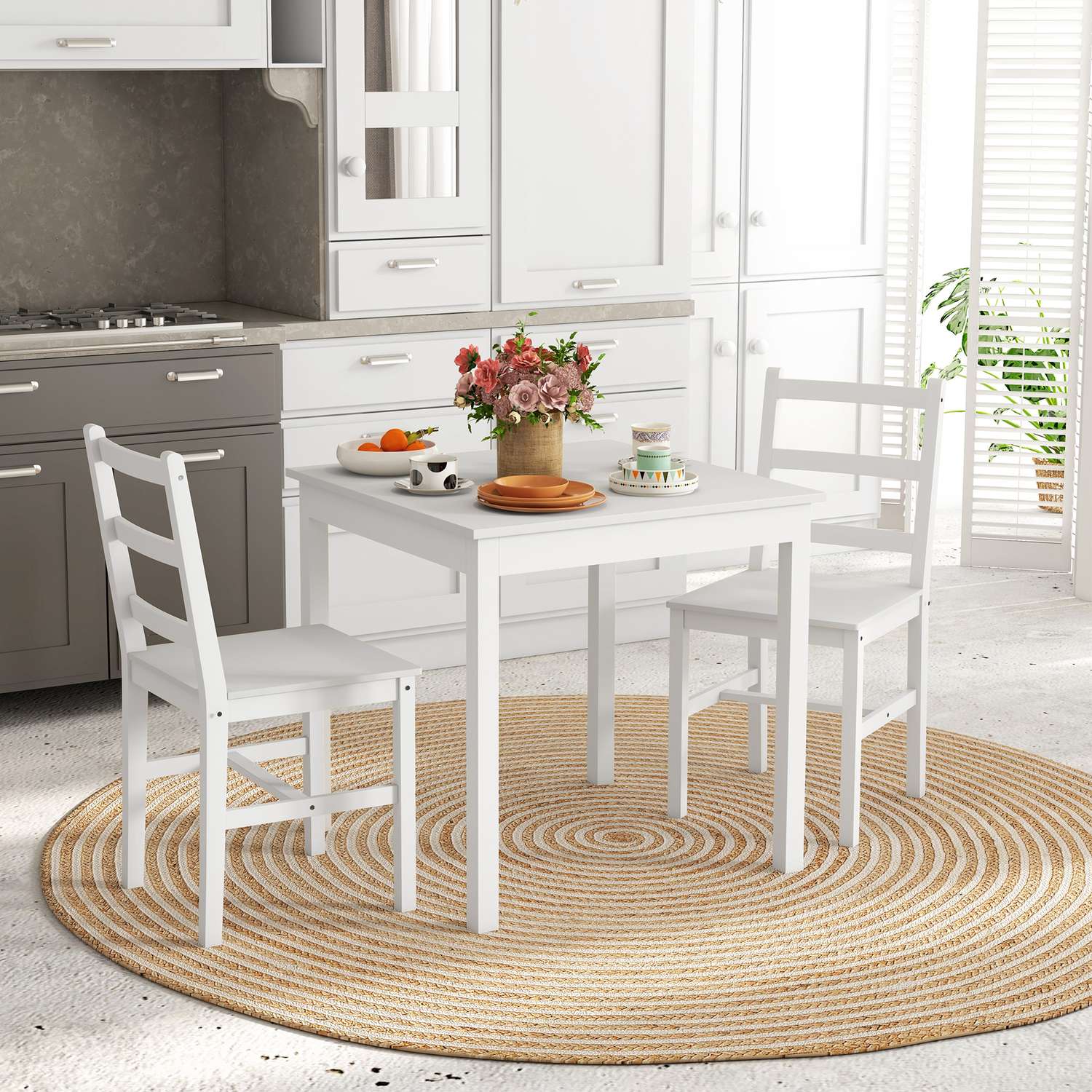 Pine Wood Matbordsset för 2 – vit finish