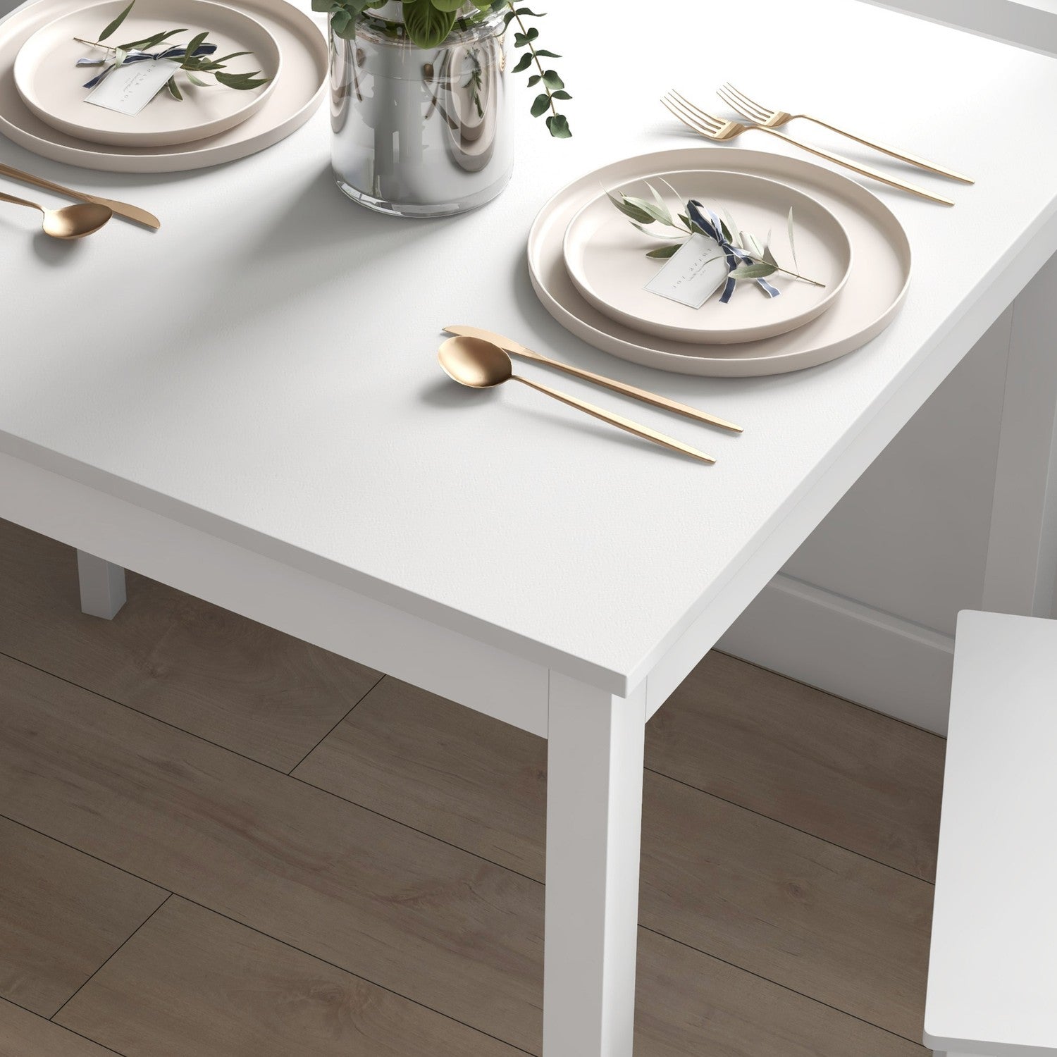 Pine Wood Matbordsset för 2 – vit finish