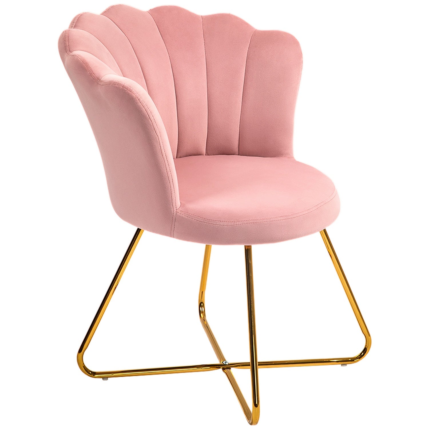 Pink Velvet Lounge Chair – Armstöd, metallben, stoppade