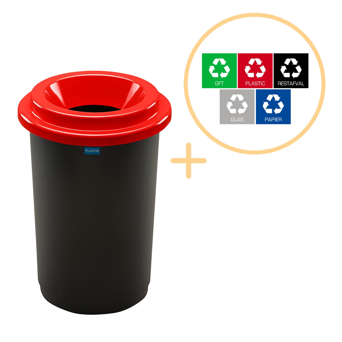 Plafor Eco Bin 50L - Återvinning - Röd