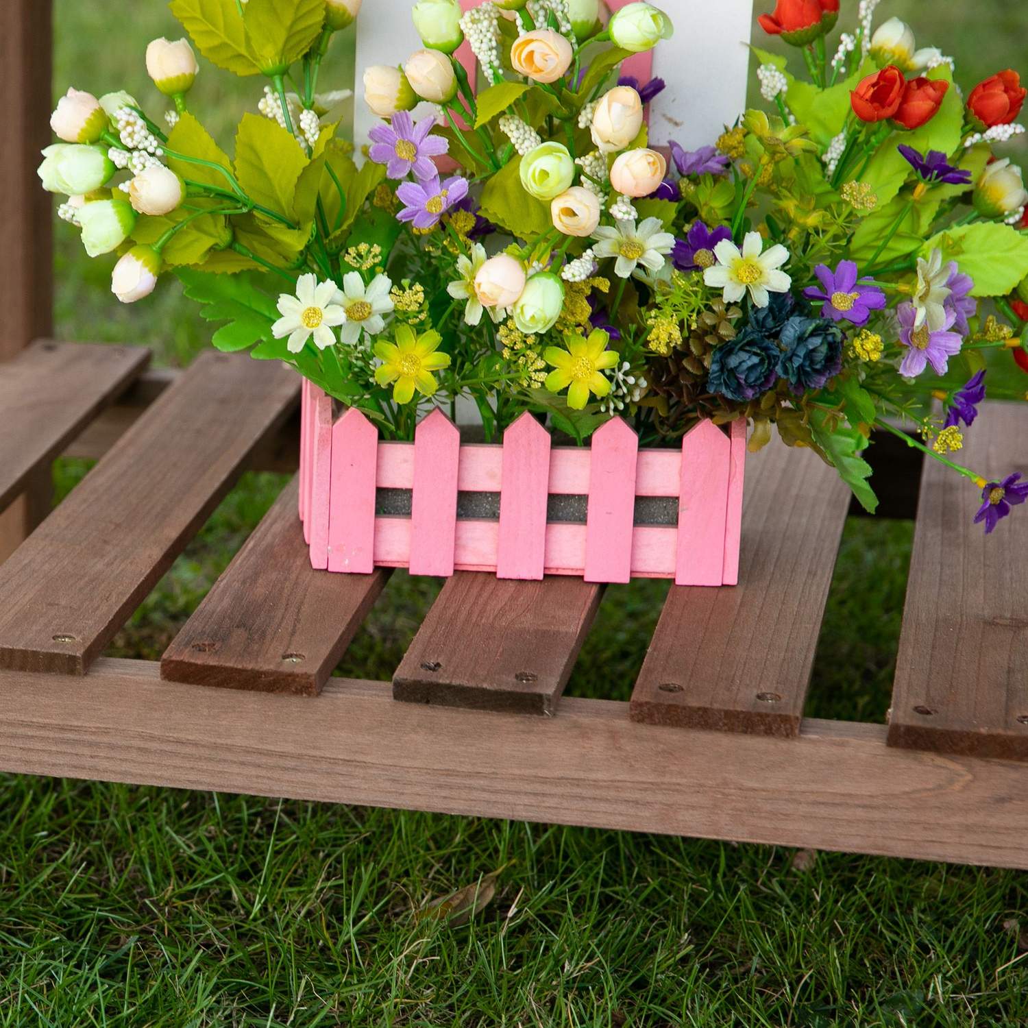 Planteringslåda för upphöjd säng, 8 galler och hylla, massivt trä 123x54x74cm