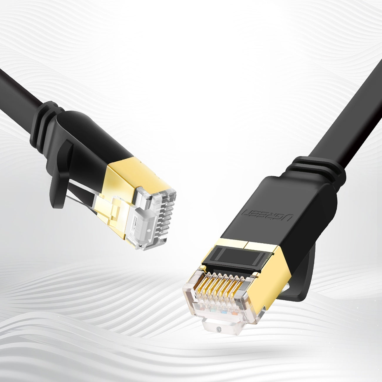 Platt patchkabel U/FTP Kat. Katt. 7 10Gb/s 0,5m svart