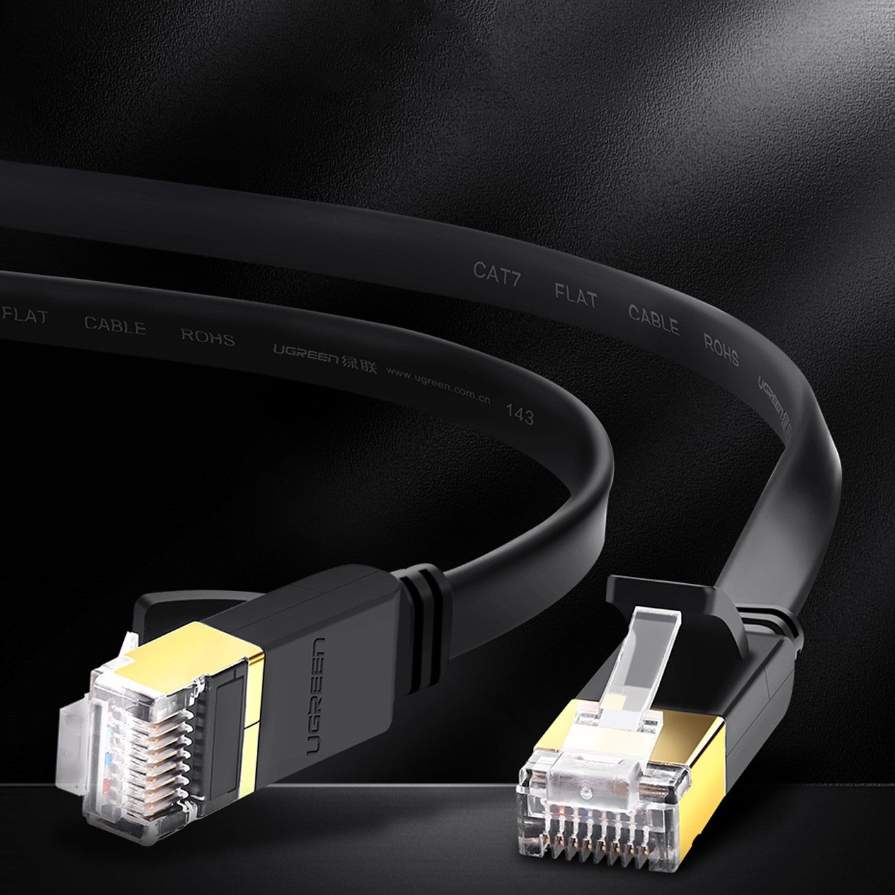 Platt patchkabel U/FTP Kat. Katt. 7 10Gb/s 0,5m svart