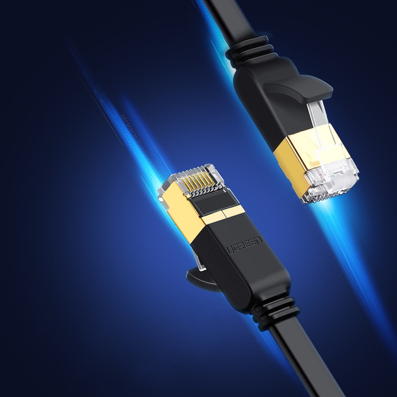 Platt patchkabel U/FTP Kat. Katt. 7 10Gb/s 0,5m svart