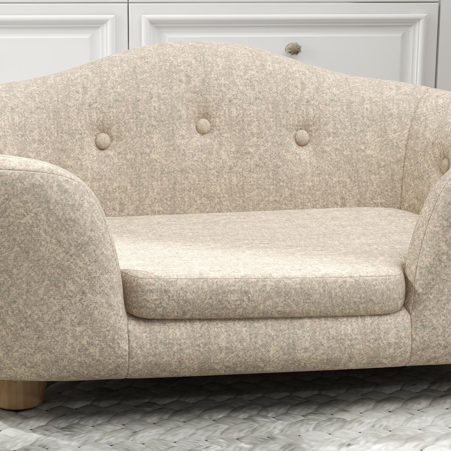 Plysch hundsoffa med kudde, fururam, krämvit