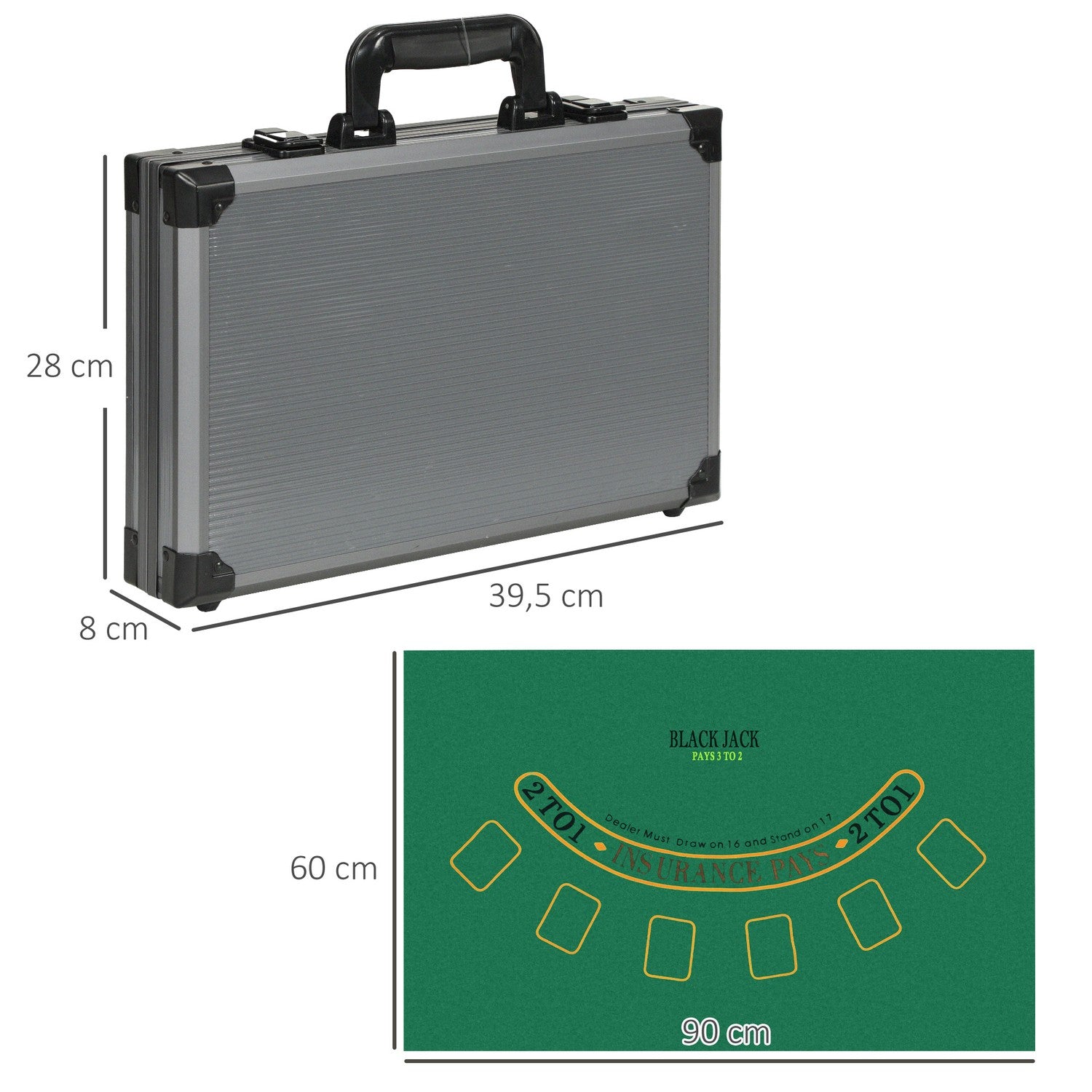 Pokerset med 400 marker, lekmatta och aluminiumfodral