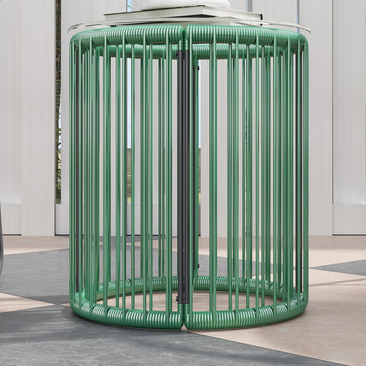 Polyrattan 3-delad Outdoor Lounge Set, gröna kuddar