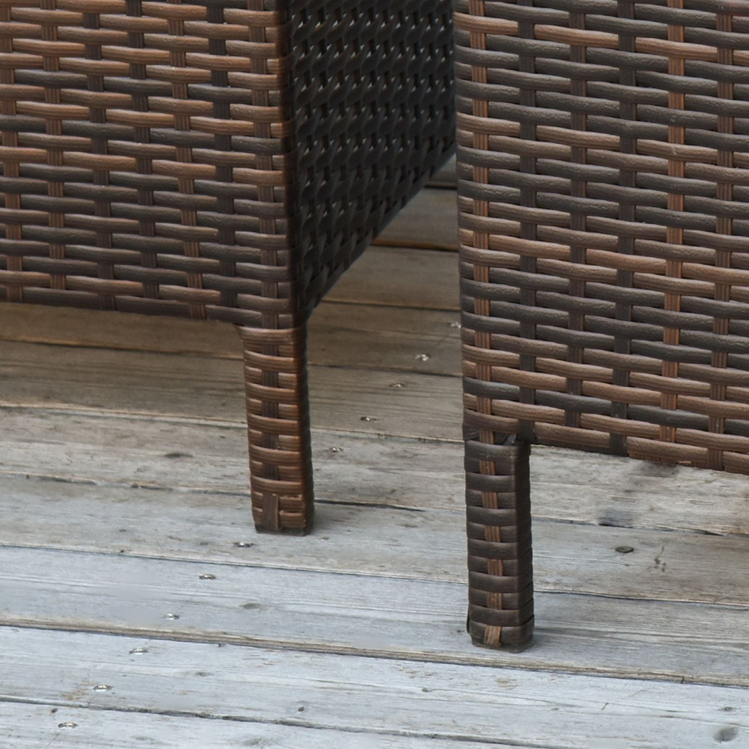 Polyrattan Set med 3 bruna soffbord, olika storlekar