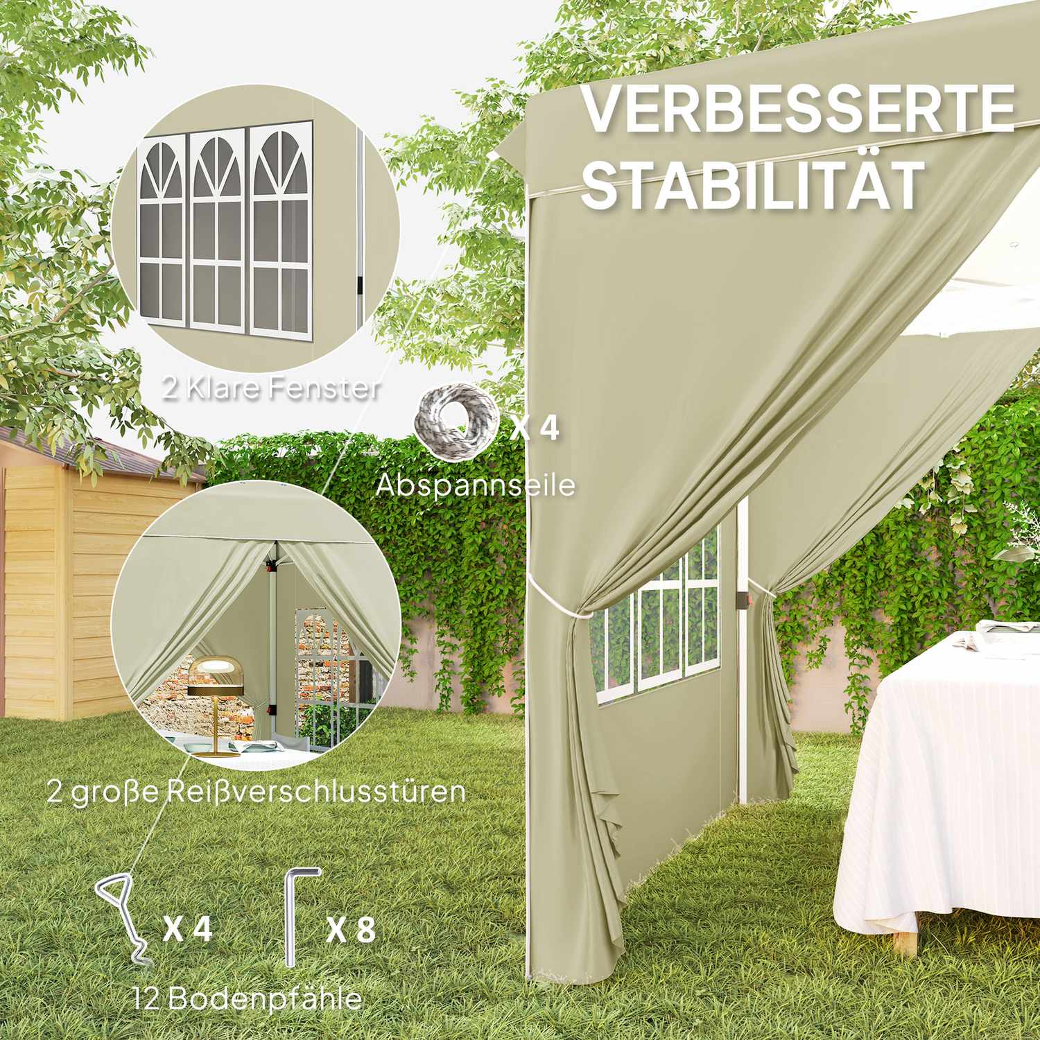 Pop-Up Gazebo 2,5x2,5m UV 50+ vattenavvisande kräm