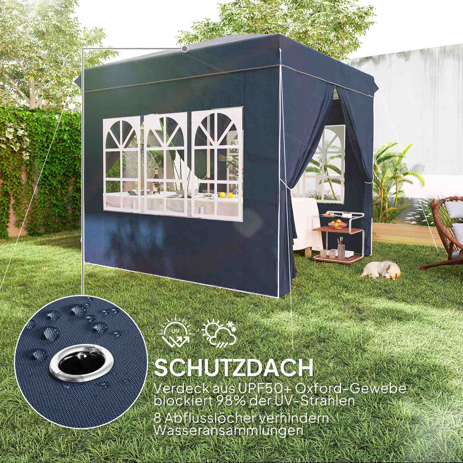 Pop-Up Gazebo, 2,5x2,5m, vattenavvisande, UV 50+