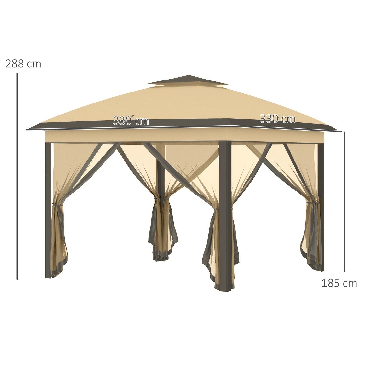 Pop-Up vattenavvisande lusthus, 3,3x3,3m, UV-skydd