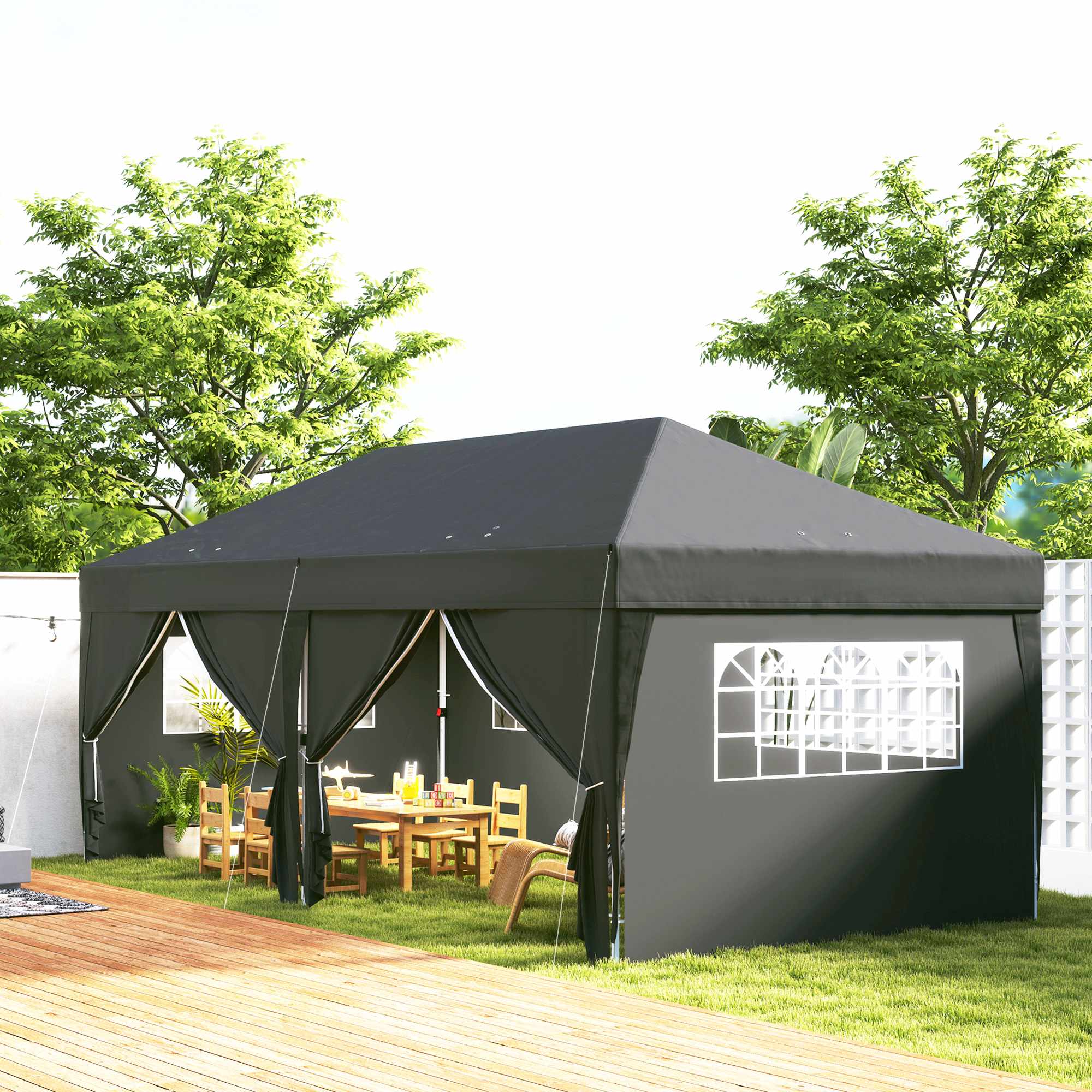 Pop-up-paviljong 6x3m med avtagbara väggar, UV-skydd