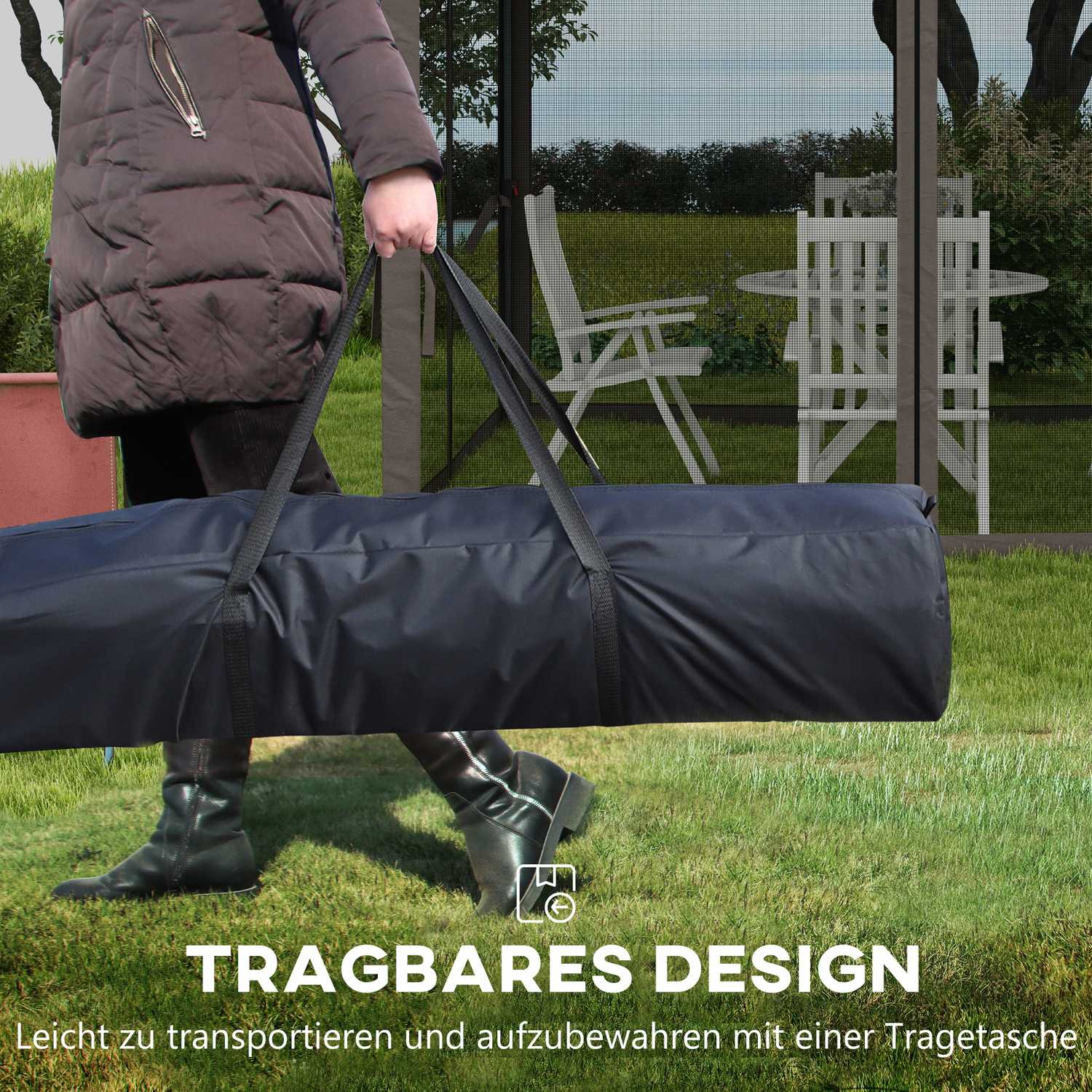 Pop-up trädgårdspartytält med sidoväggar, ljusgrå 3,25m