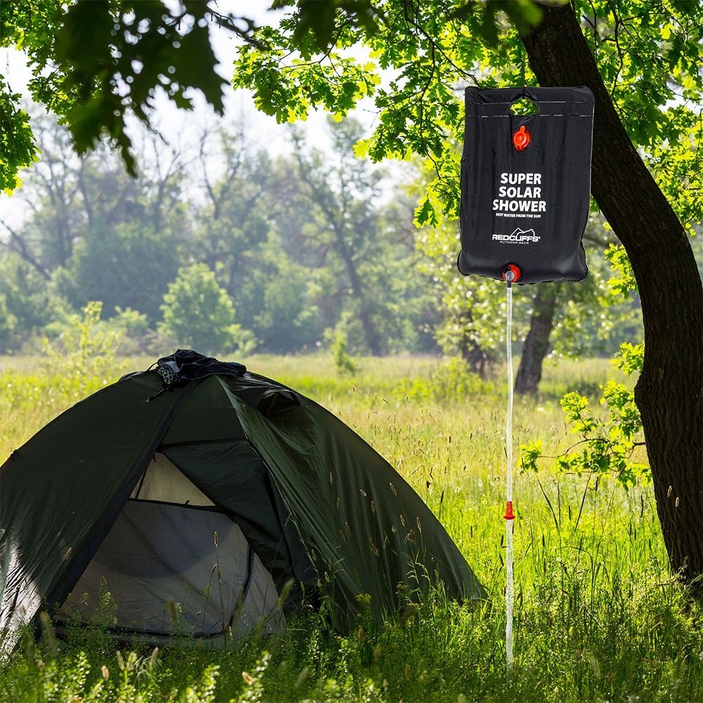 Portabel Solardusch: 50°C Värme, 15L Tank - Perfekt för Camping