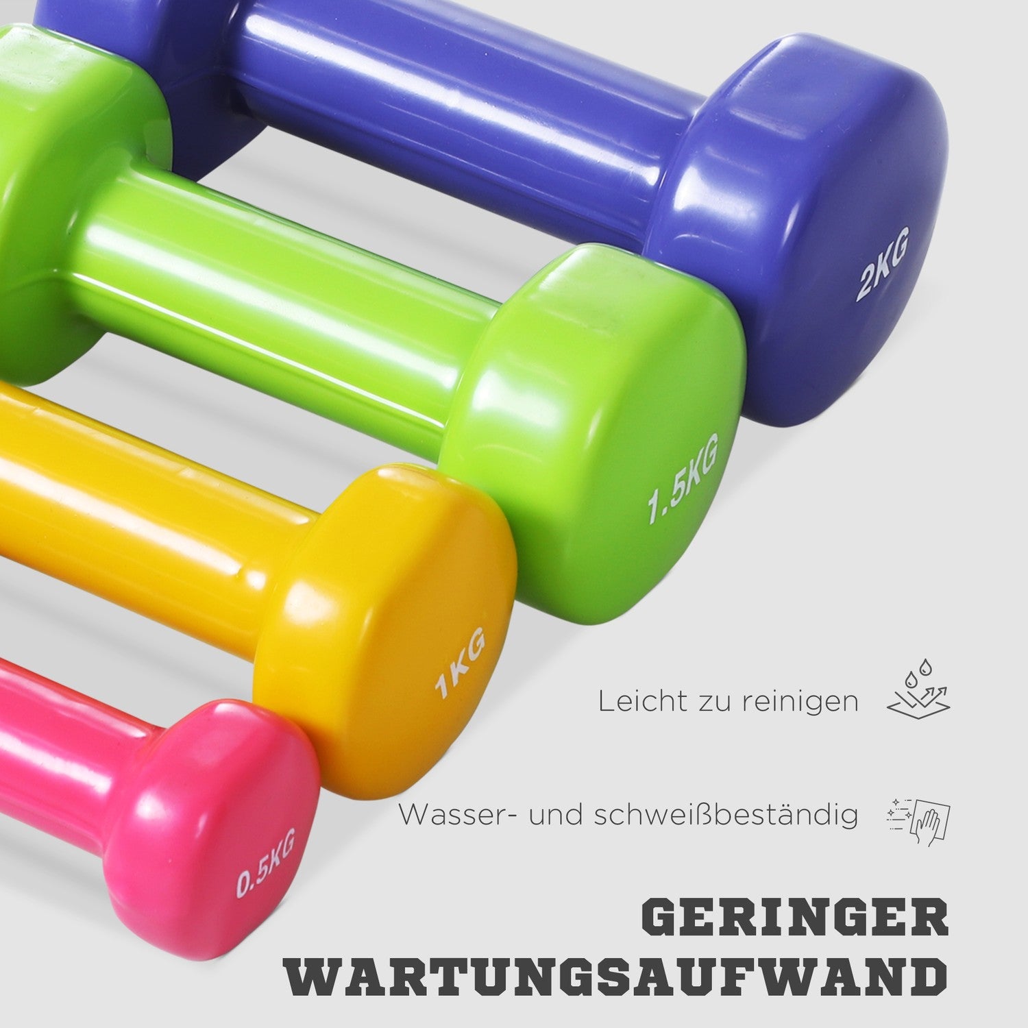 Portabelt hantelset med fodral, 4 par, 1-2 kg