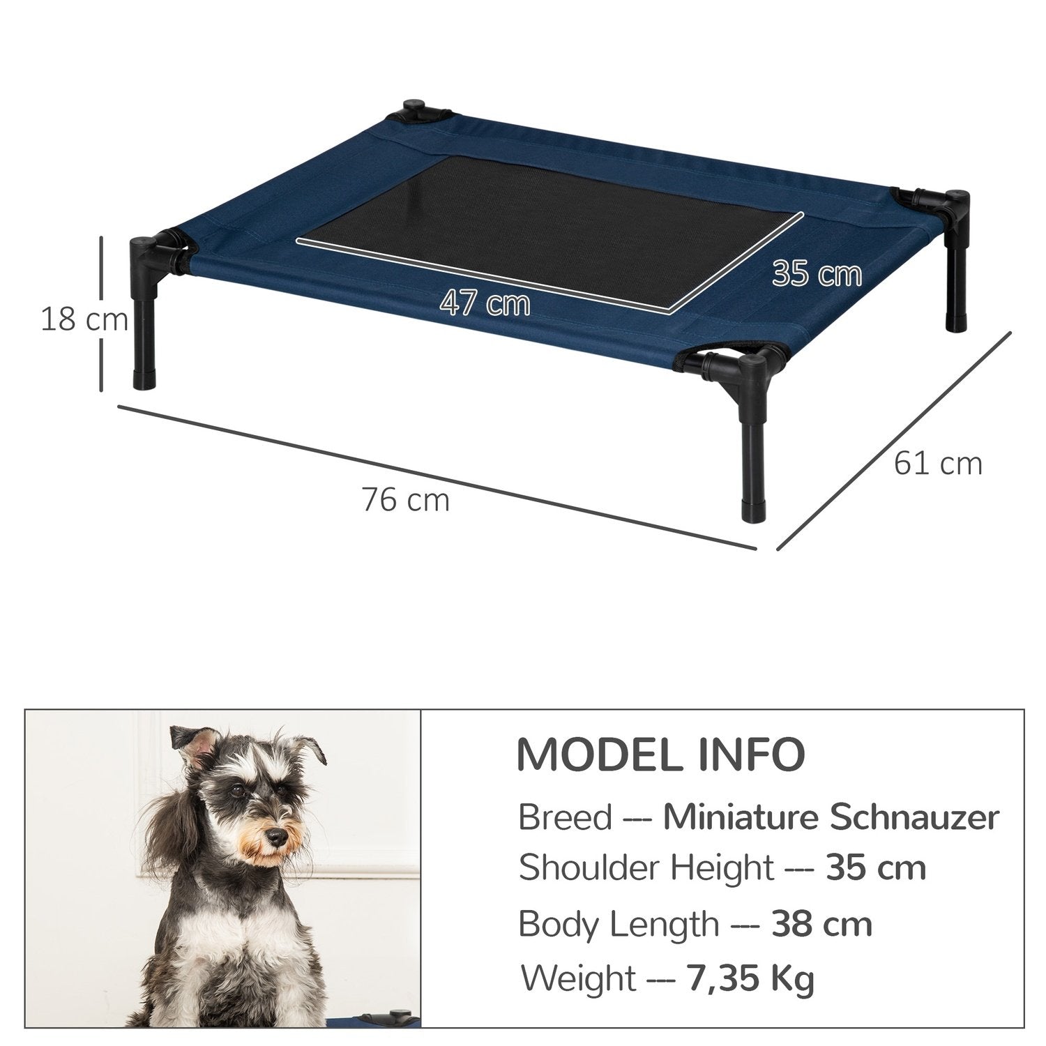 Hundeseng Hundeseng Utendørs Katteseng Kjæledyrseng Soveområde Stål 600D Oxford Stoff Blå 76,2 X 61 X 18 Cm