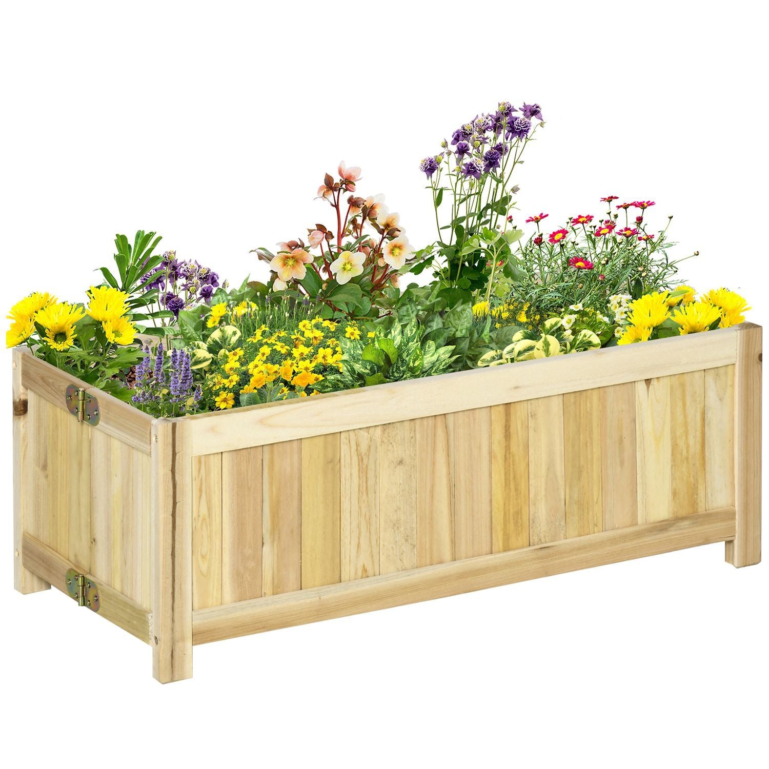 Sammenleggbar plantekasse for hevet seng for hage, uteplass og balkong, grantre, naturlig, 70X30X25cm